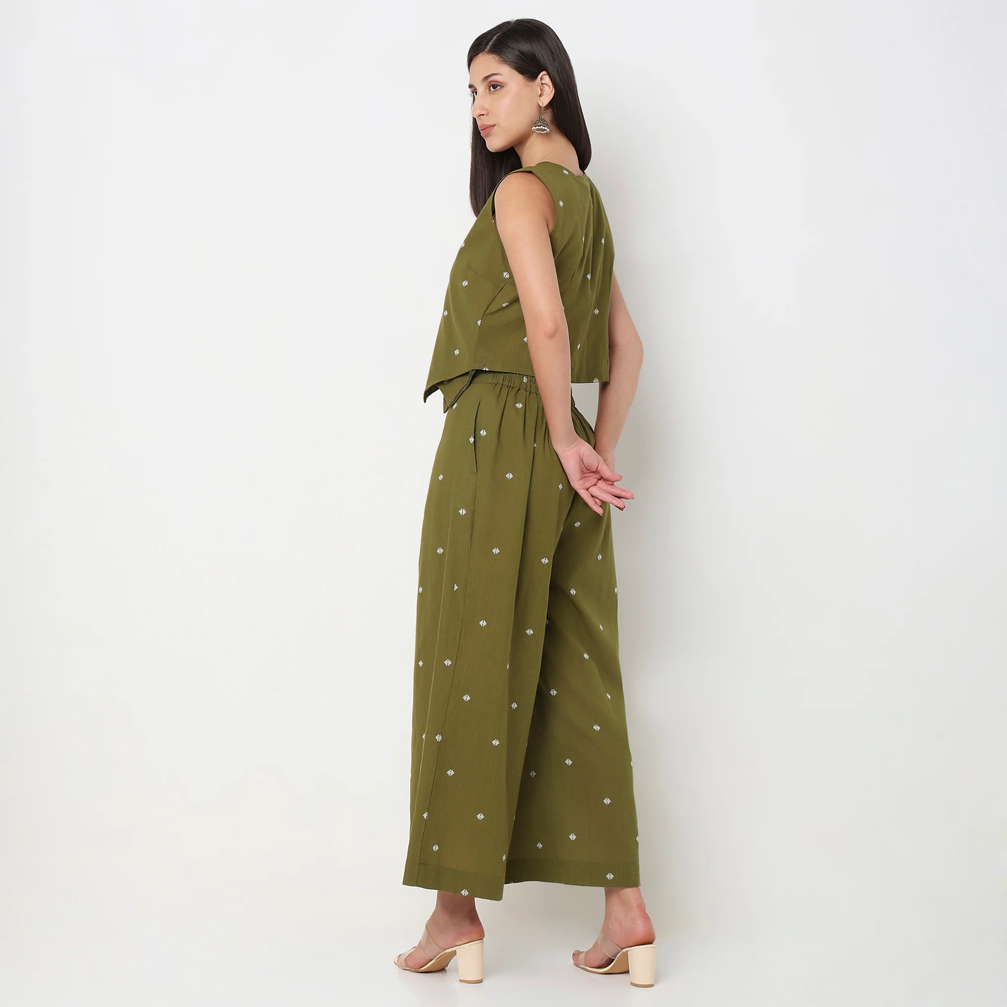 Straight Fit Printed Waist Coat With Palazzo Co-Ords - Image 3