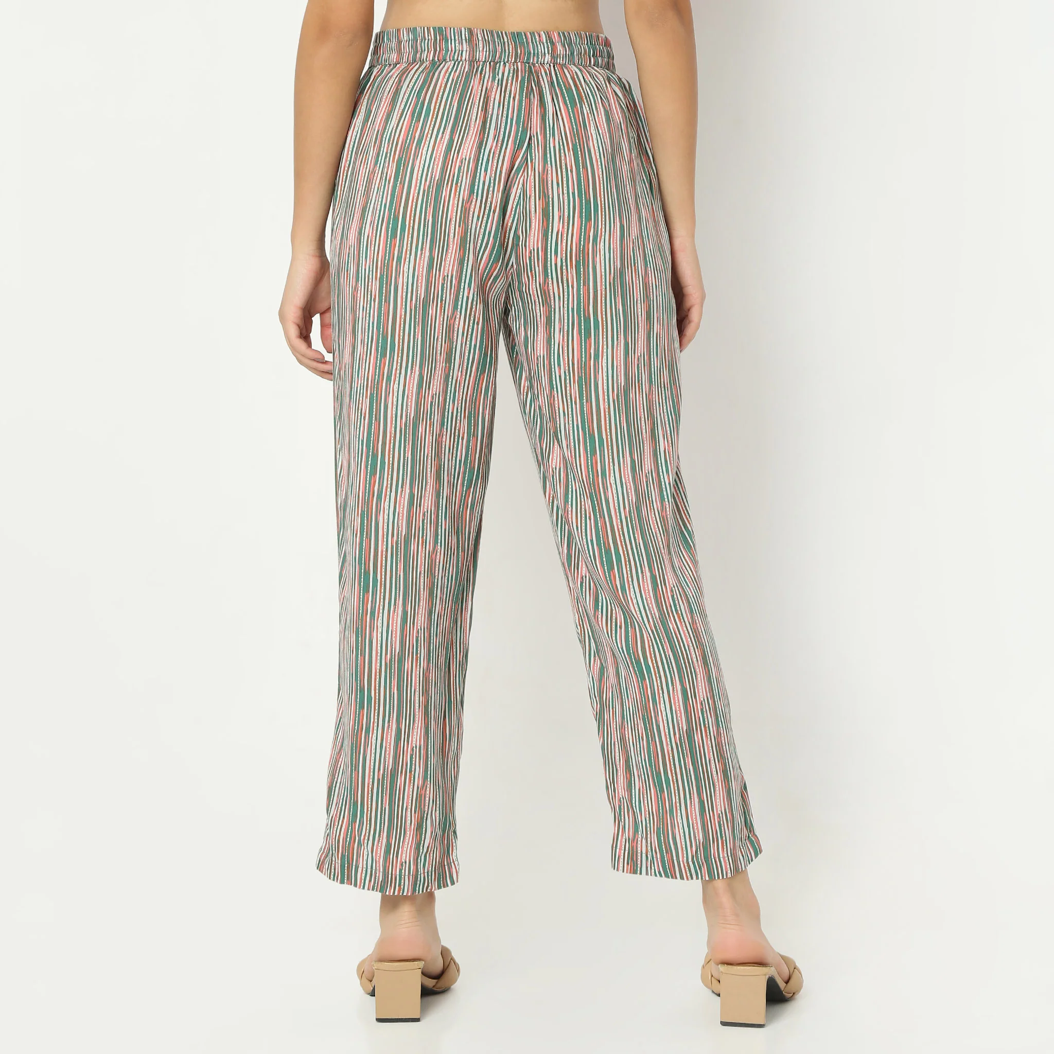 Straight Fit Printed Full Length Mid Rise Pants - Image 3