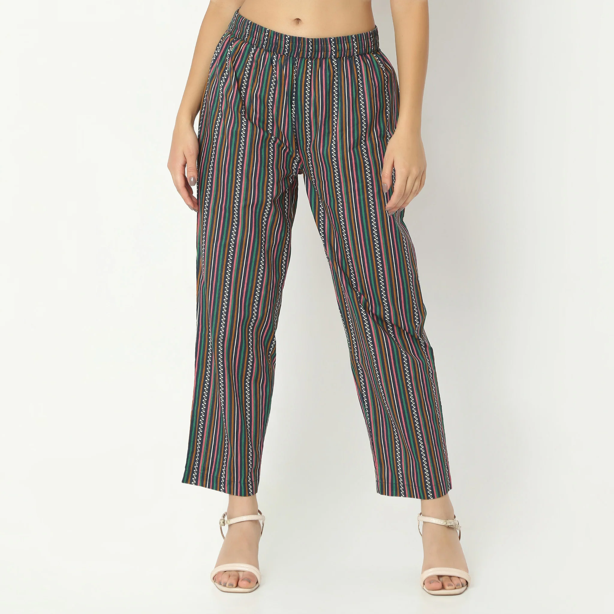 Straight Fit Printed Full Length Mid Rise Pants - Image 2