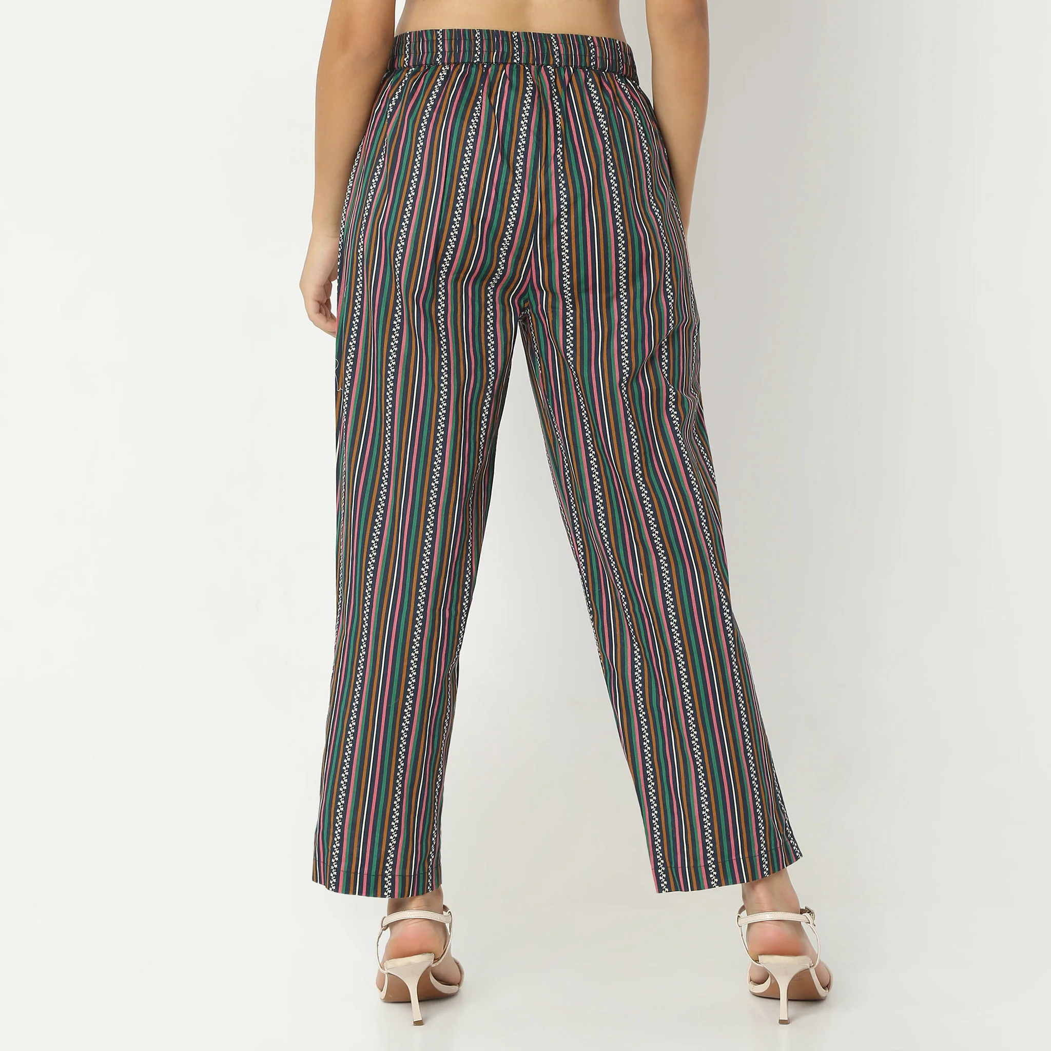 Straight Fit Printed Full Length Mid Rise Pants - Image 3