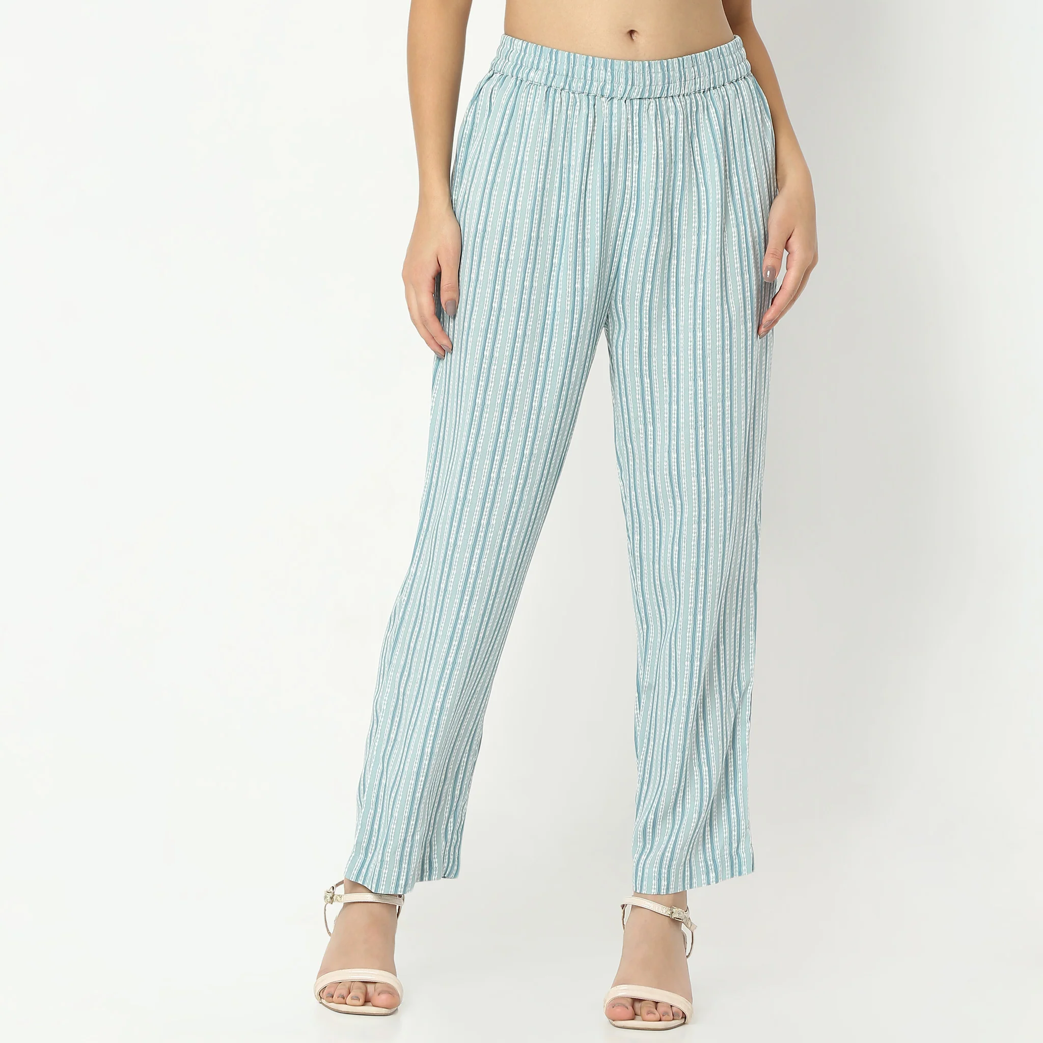 Straight Fit Printed Full Length Mid Rise Pants - Image 2