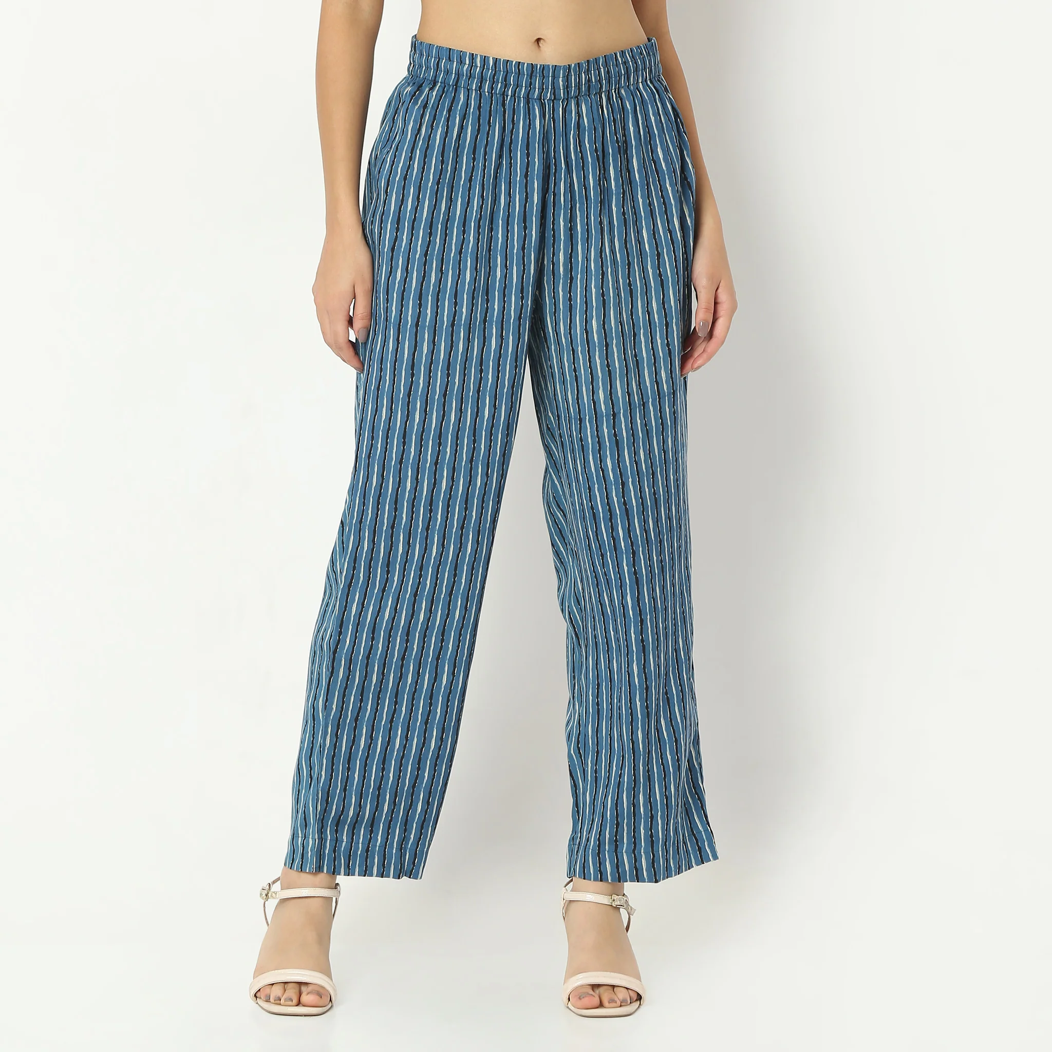 Straight Fit Printed Full Length Mid Rise Pants - Image 2