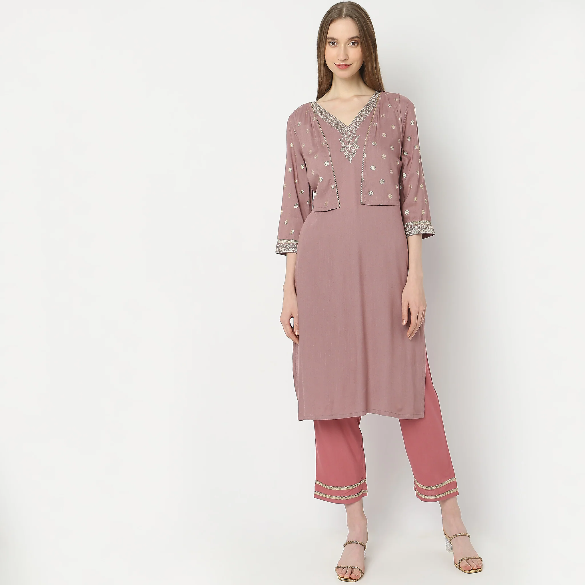 Straight Fit Printed Knee Length Kurta - Image 2