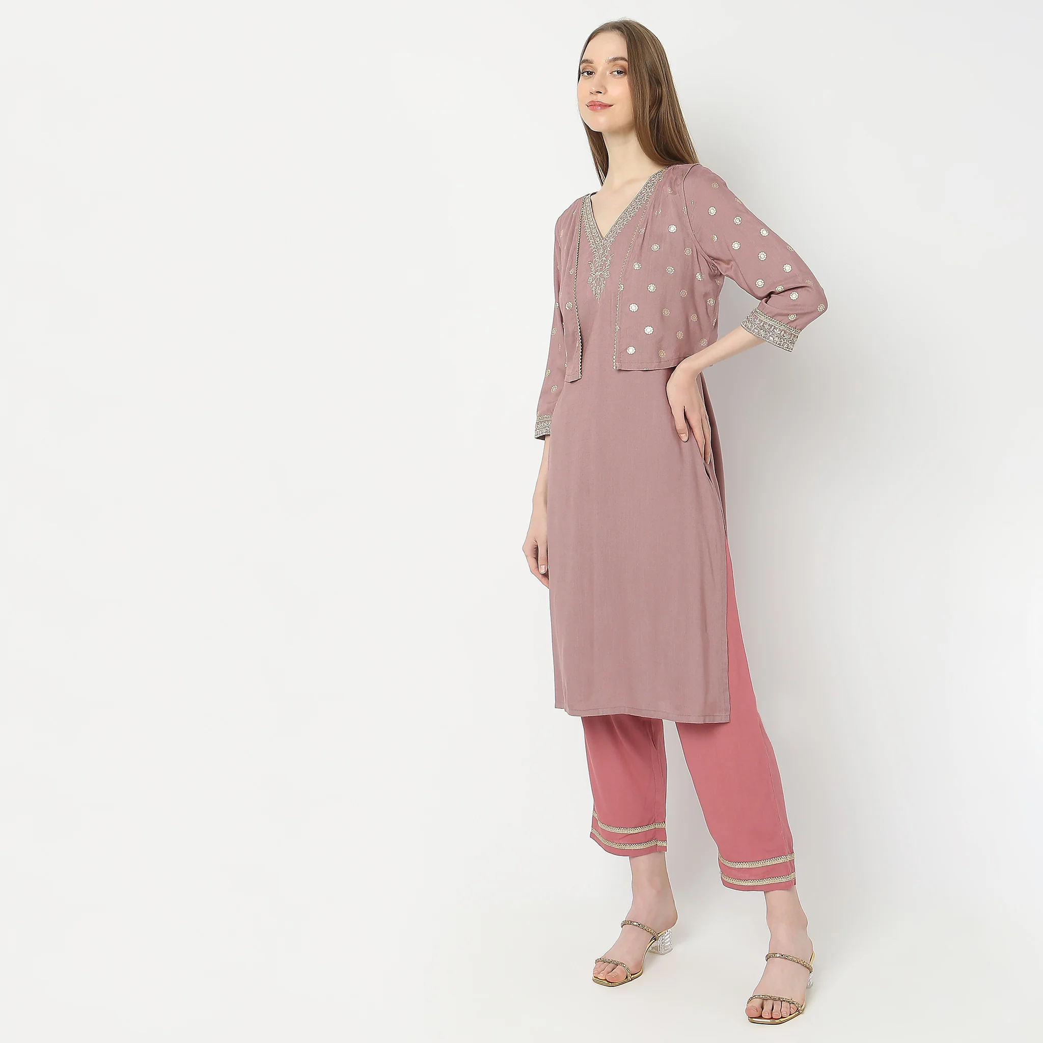 Straight Fit Printed Knee Length Kurta - Image 5