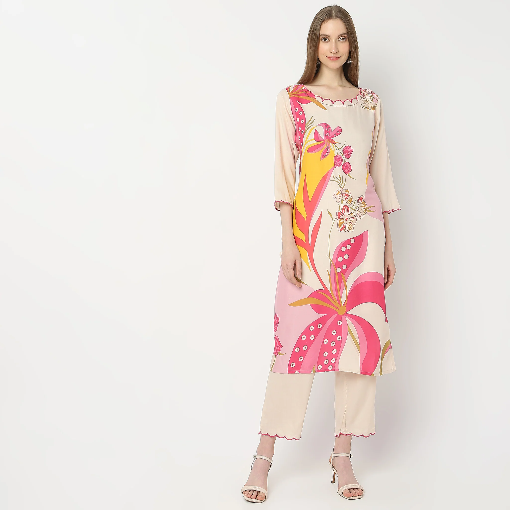 Straight Fit Printed Kurta And Pant With Dupatta Set - Image 2