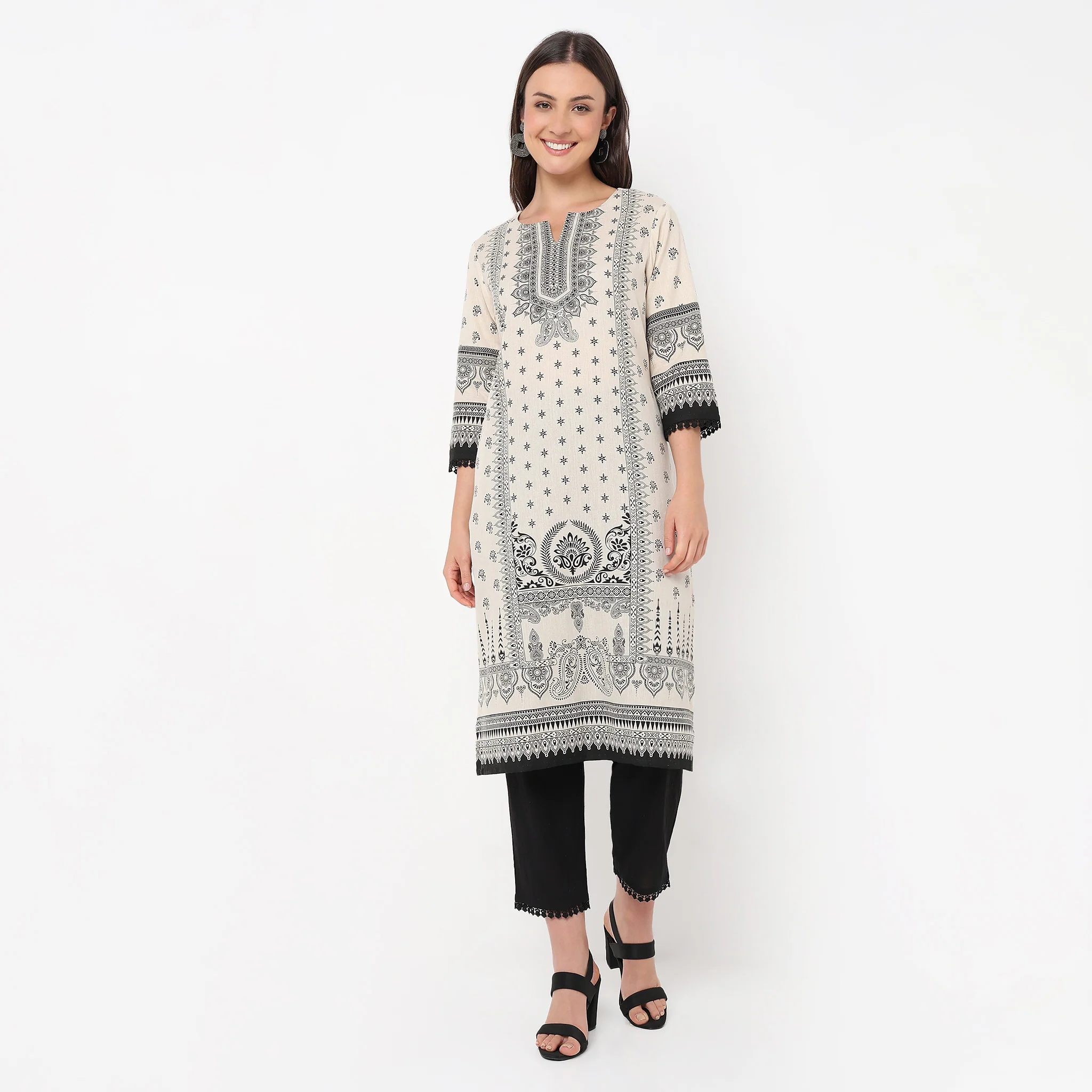 Straight Fit Printed Kurta And Pant With Dupatta Set - Image 2