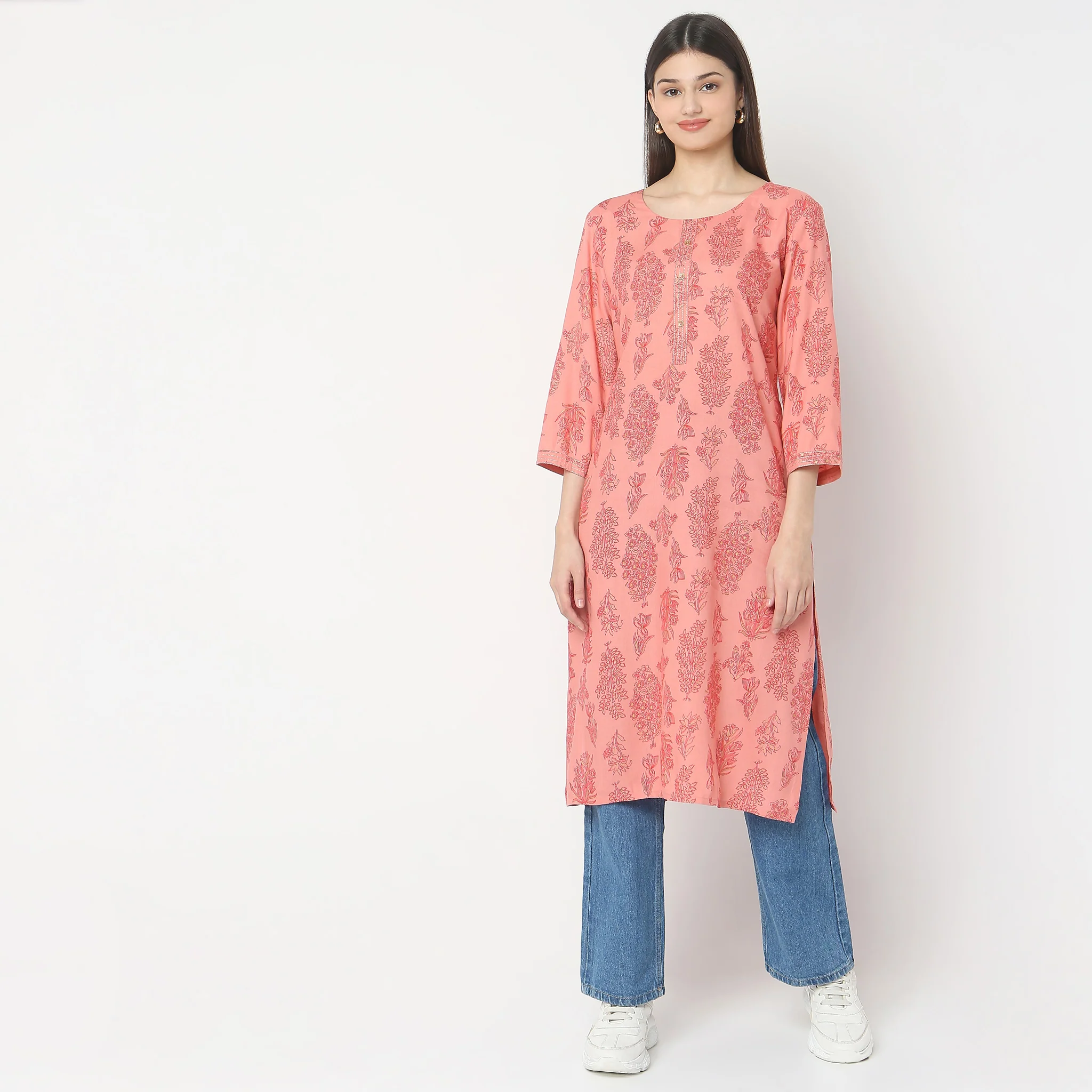Straight Fit Printed Kurta - Image 2