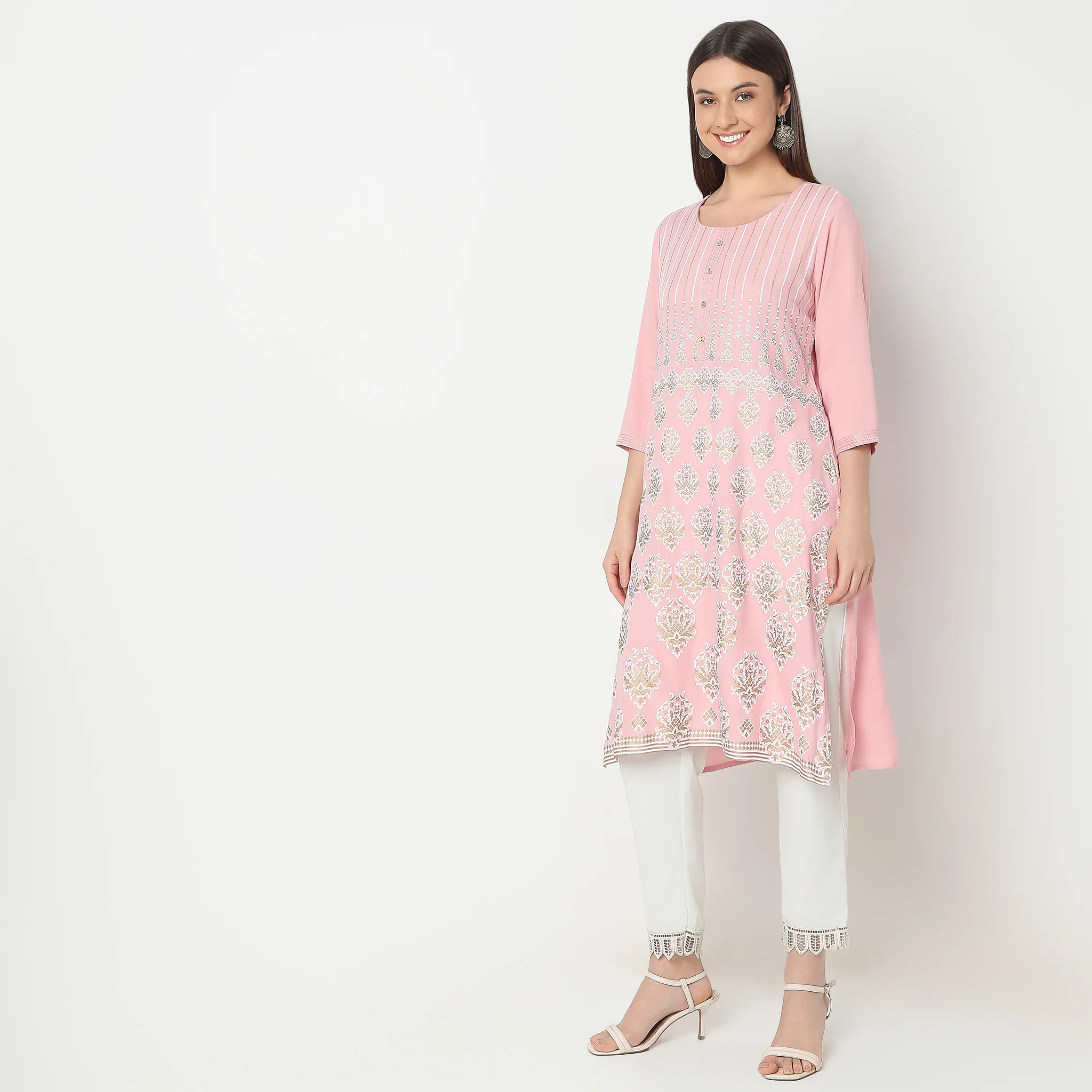 Straight Fit Printed Kurta - Image 3