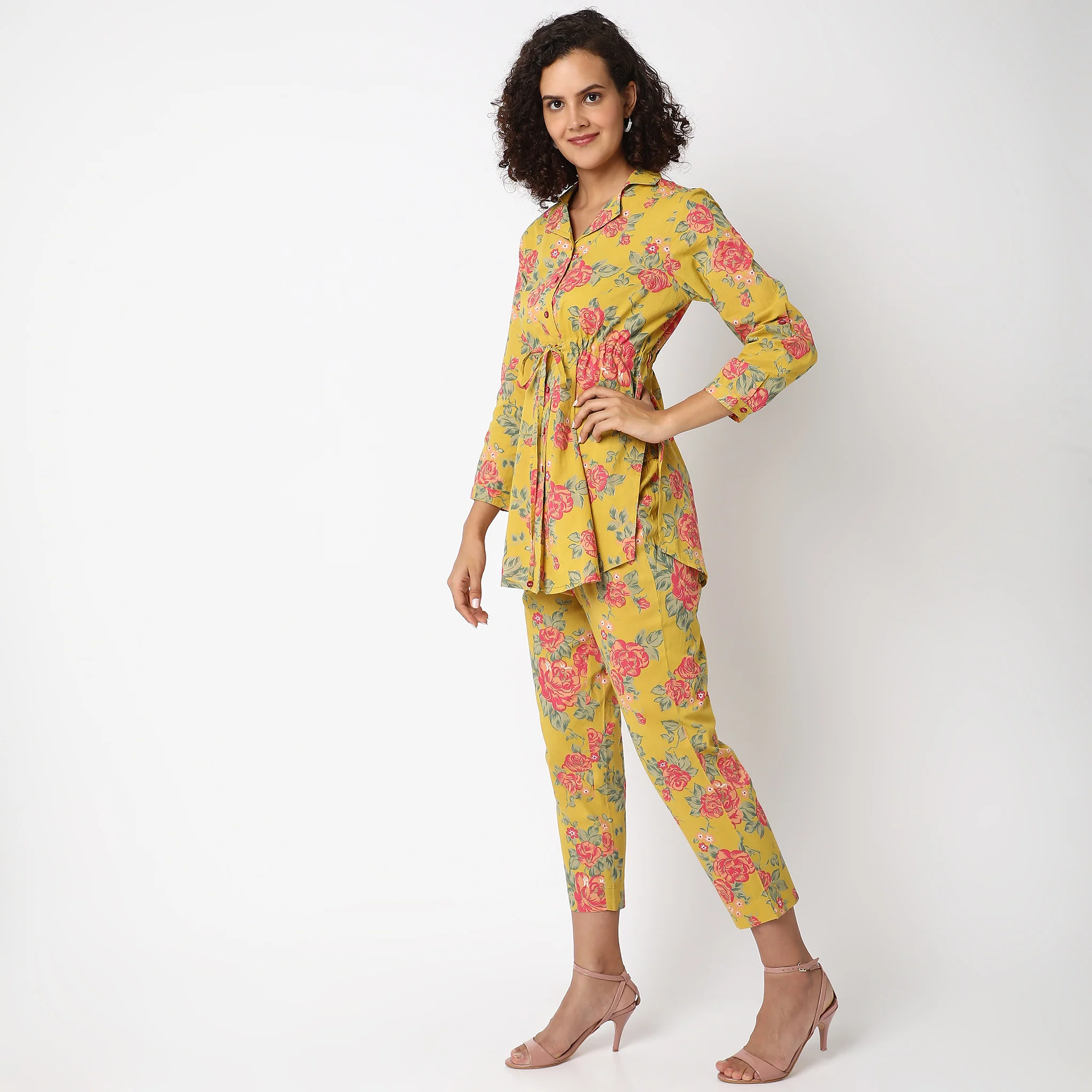 Straight Fit Printed Top With Palazzo Co-Ords - Image 2