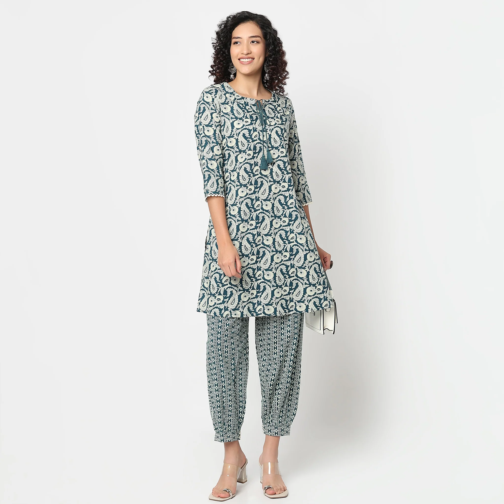 Printed Straight Kurta With Pant Set