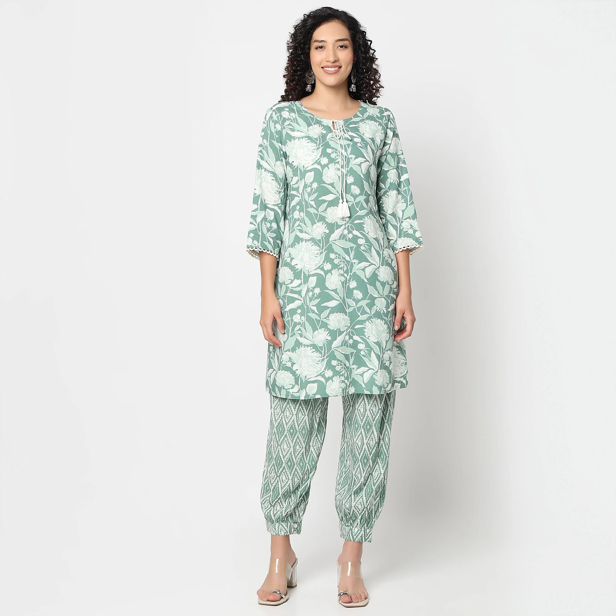 Printed Straight Kurta With Pant Set - Image 2