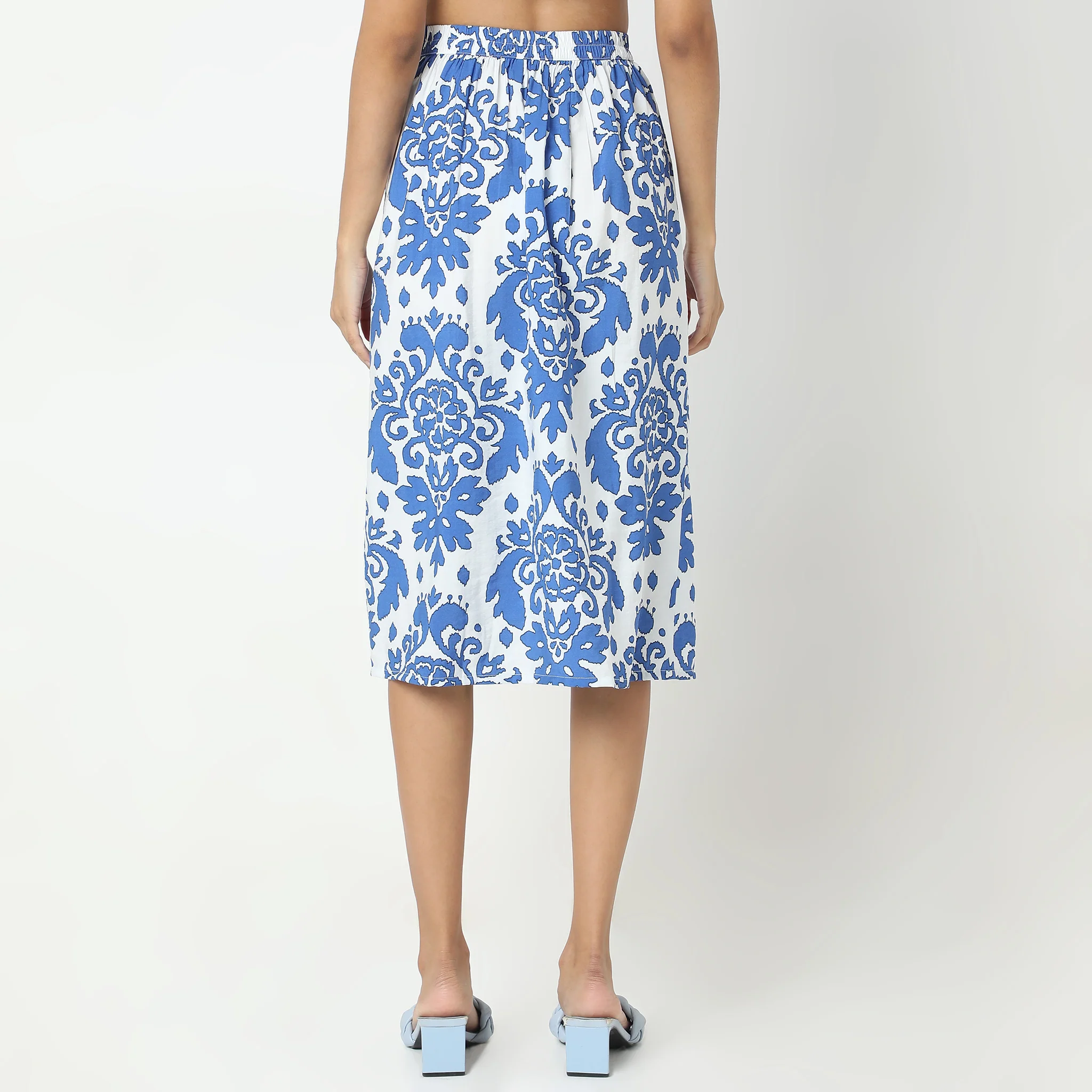 Straight Fit Printed Mid Rise Skirt - Image 3