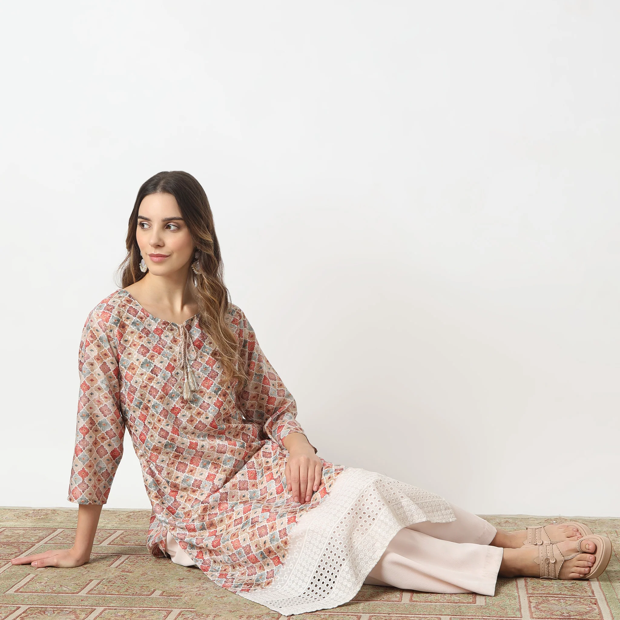 Straight Fit Digital Print Below Knee Kurta
