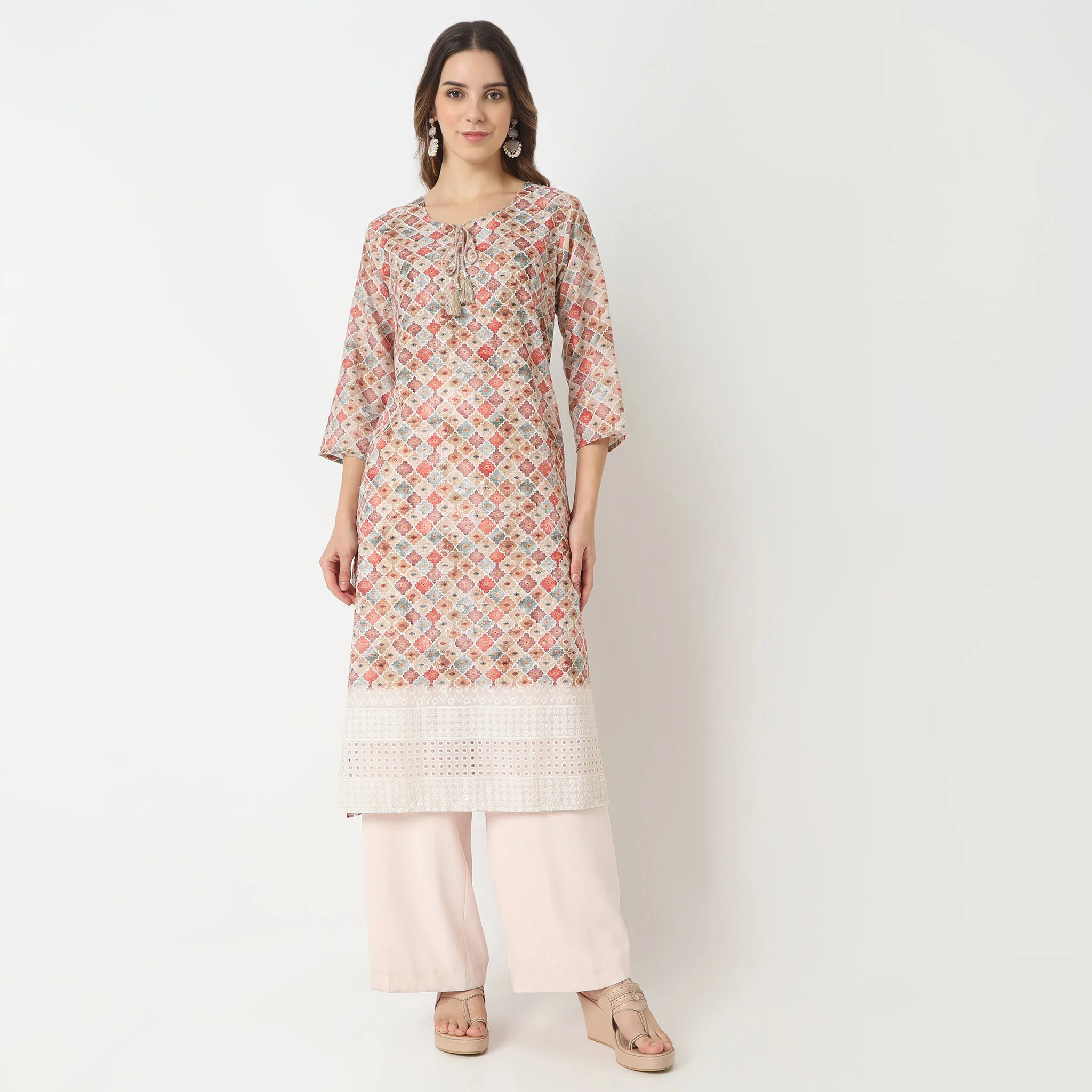 Straight Fit Digital Print Below Knee Kurta - Image 2
