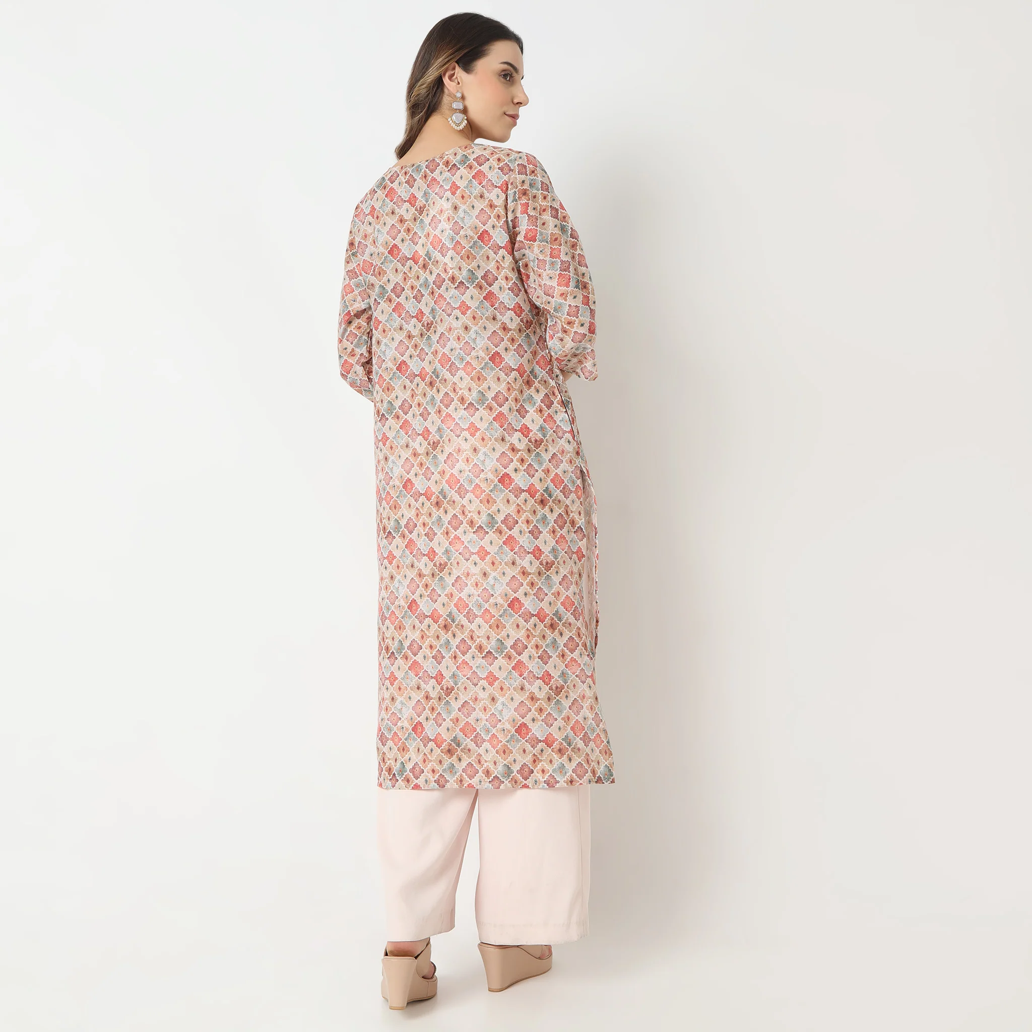 Straight Fit Digital Print Below Knee Kurta - Image 3