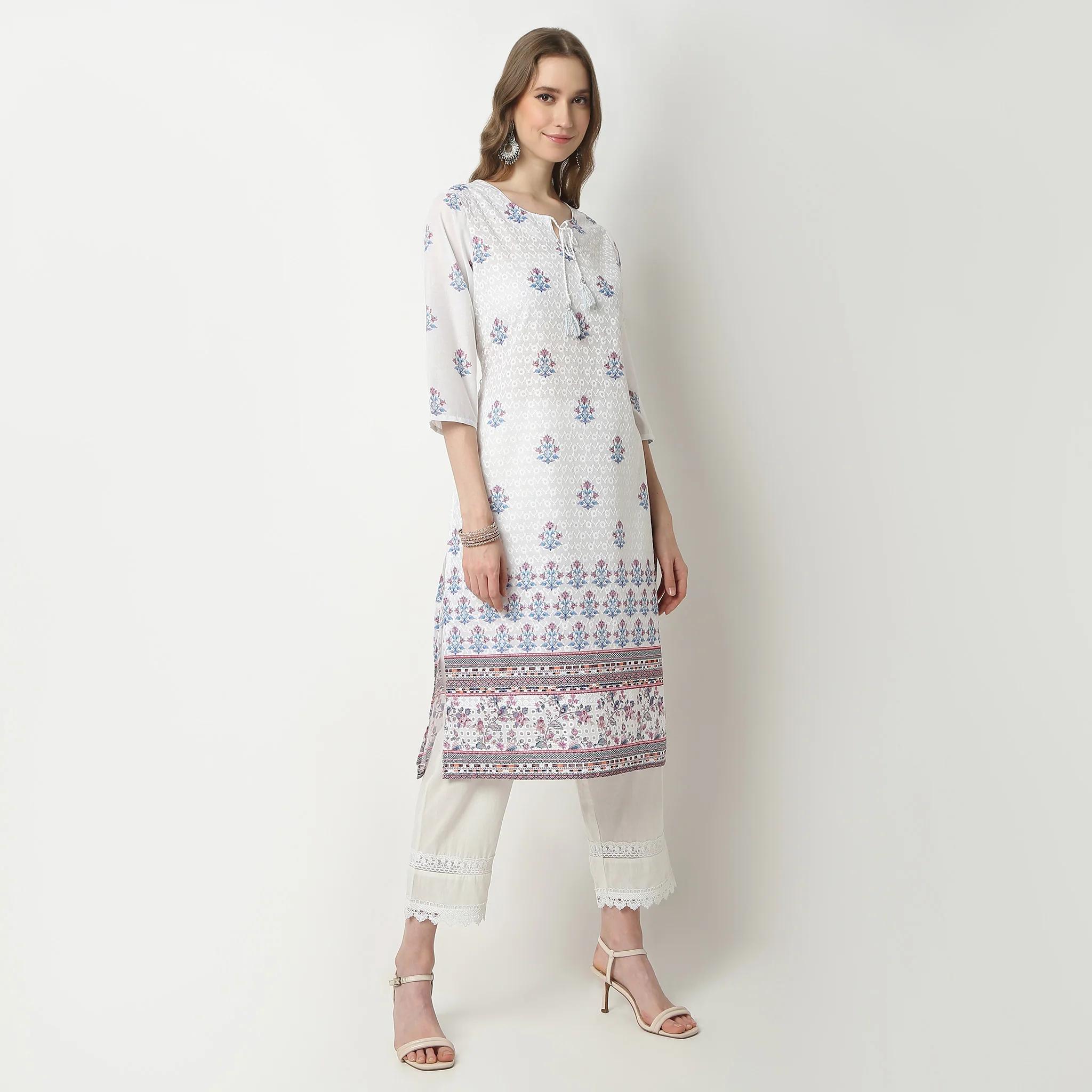 Straight Fit Digital Print Below Knee Kurta - Image 6