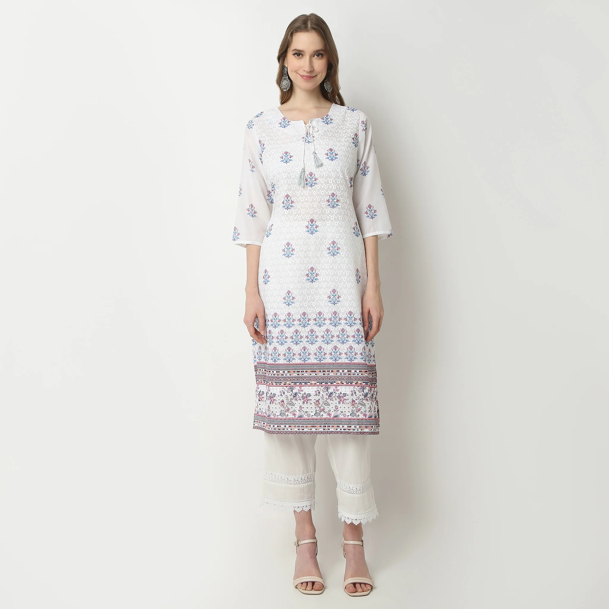 Straight Fit Digital Print Below Knee Kurta - Image 7