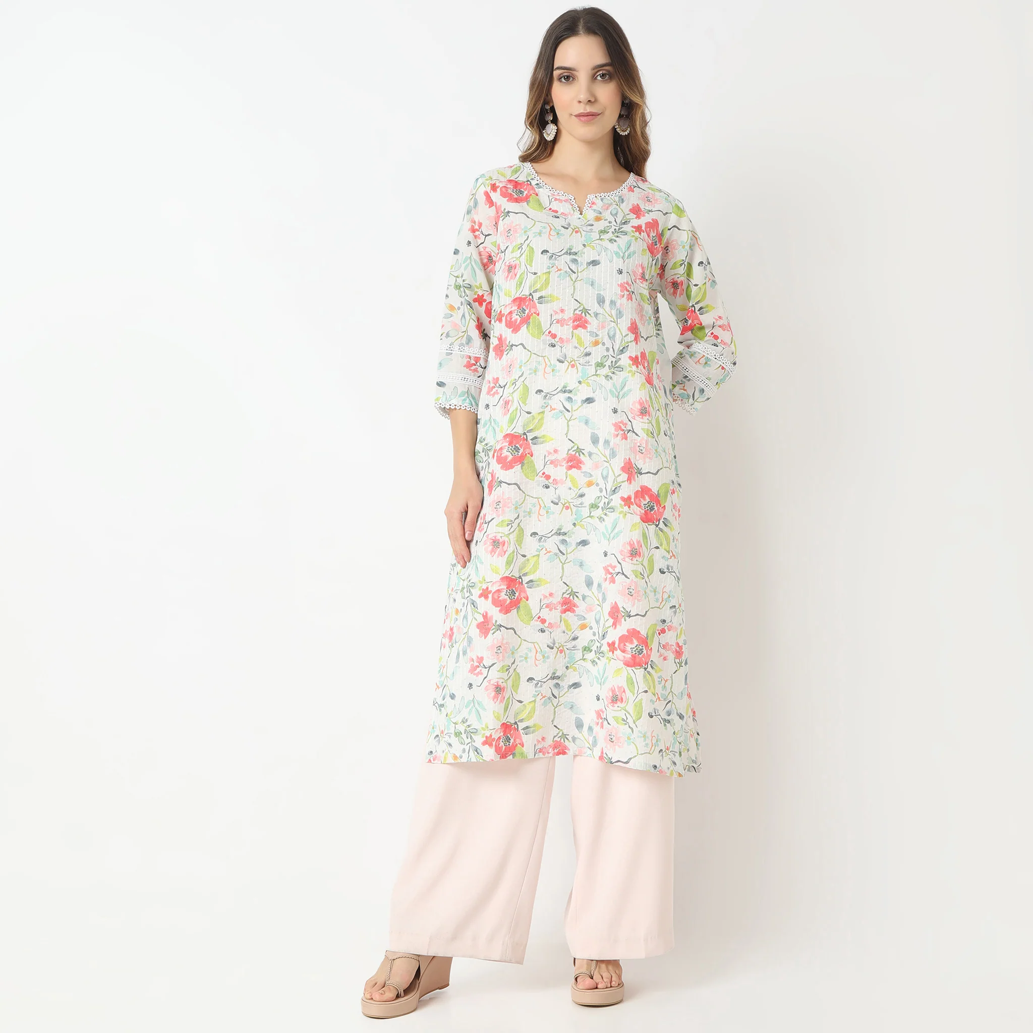 Straight Fit Printed Below Knee Kurta - Image 2