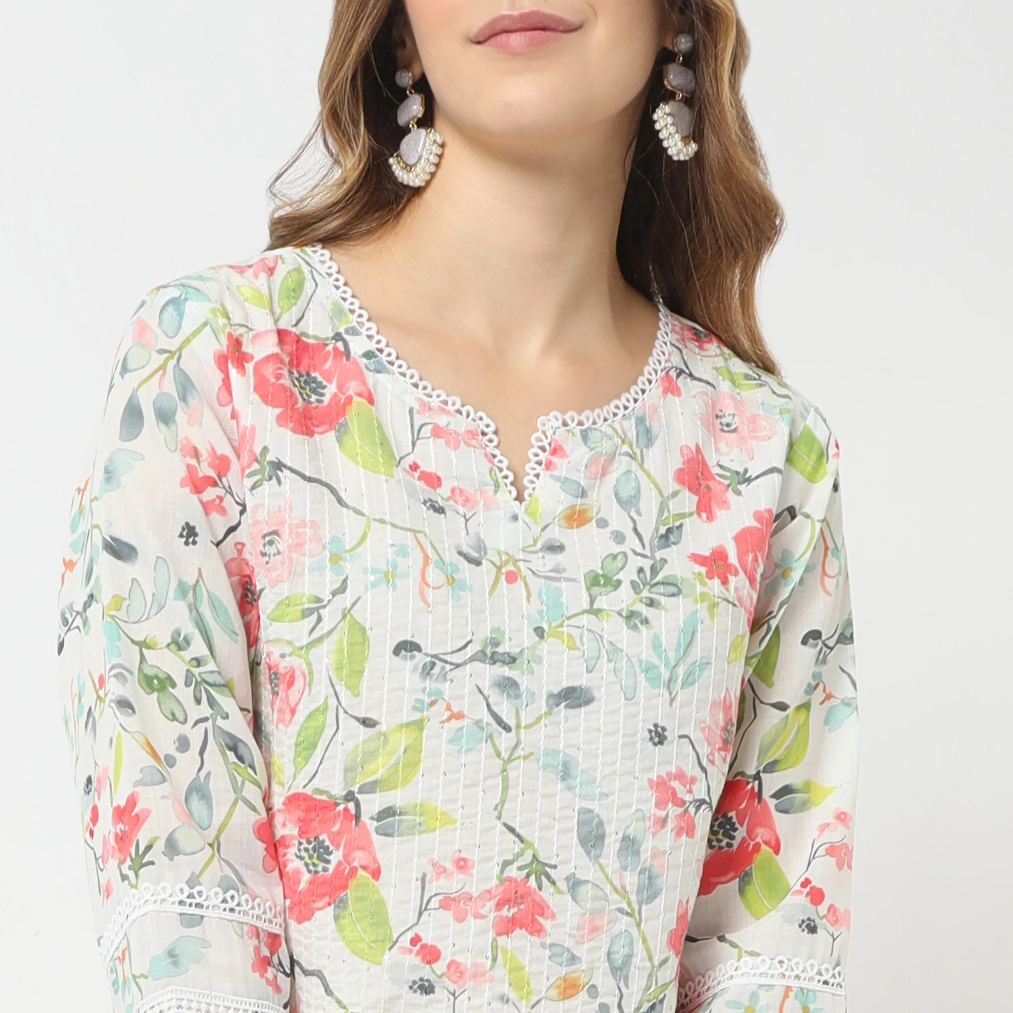 Straight Fit Printed Below Knee Kurta - Image 5