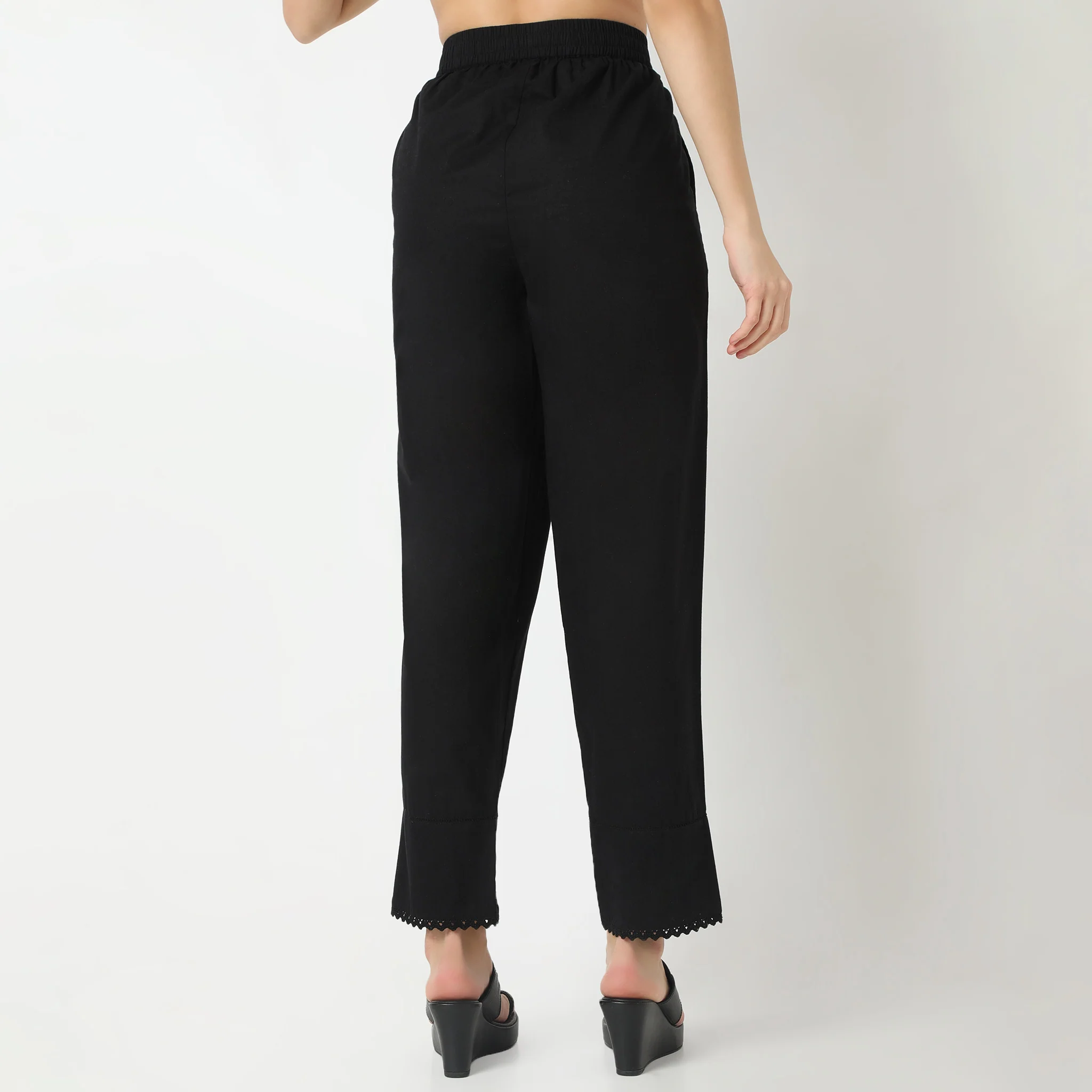 Straight Fit Ankle Length Mid Rise Pants - Image 3