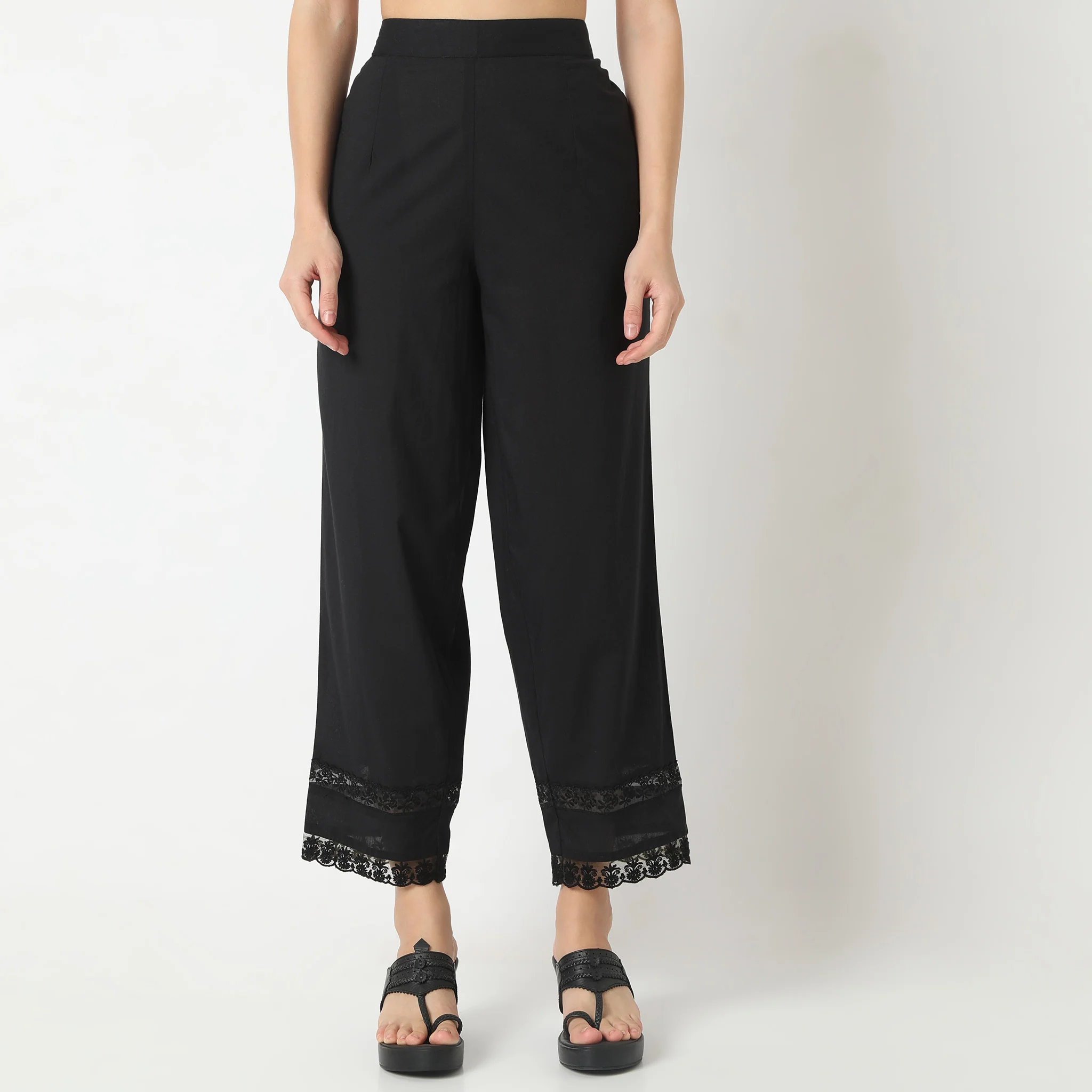 Mid Rise Straight Fit Ethnic Pants - Image 2