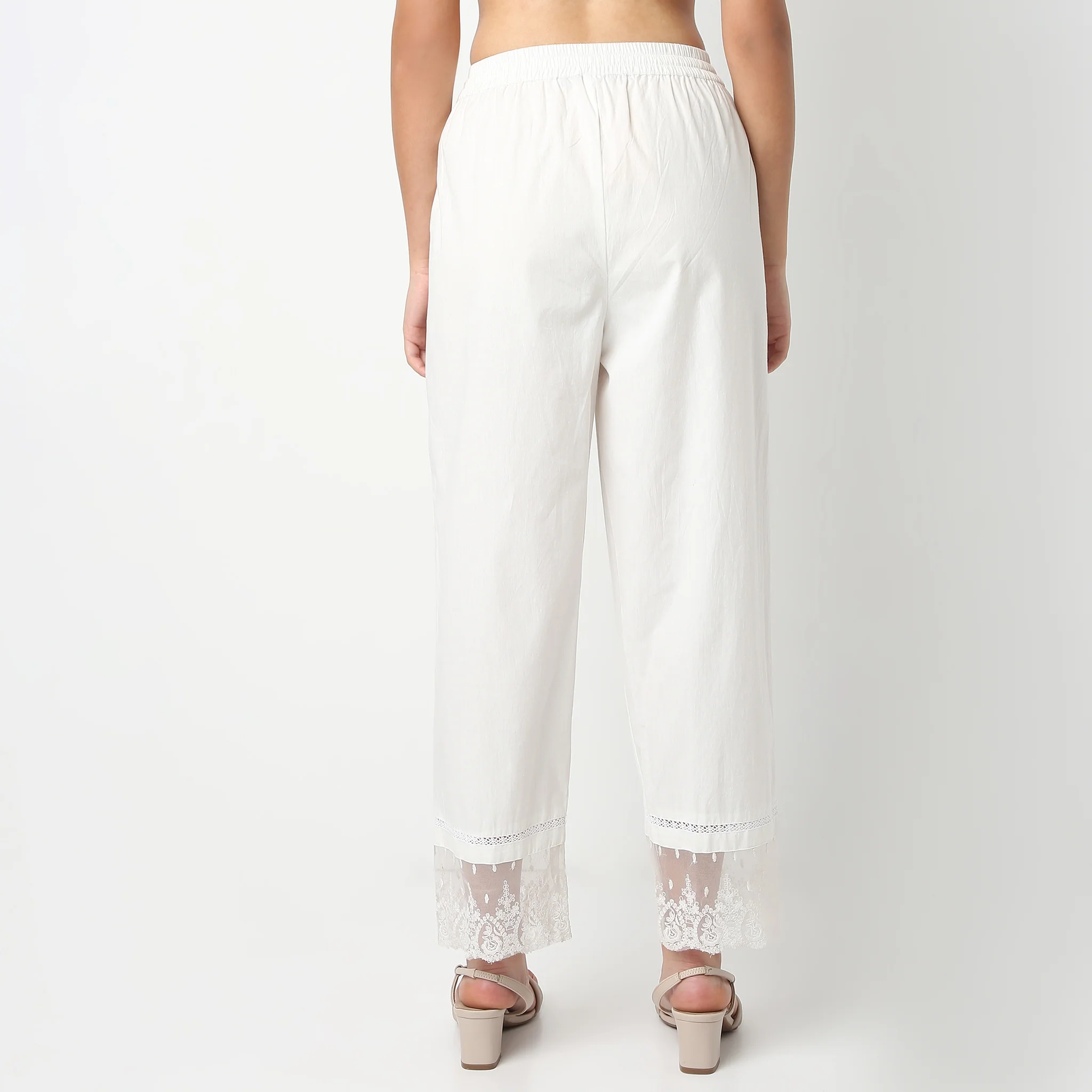 Ankle Length Straight Fit Solid Pants - Image 3