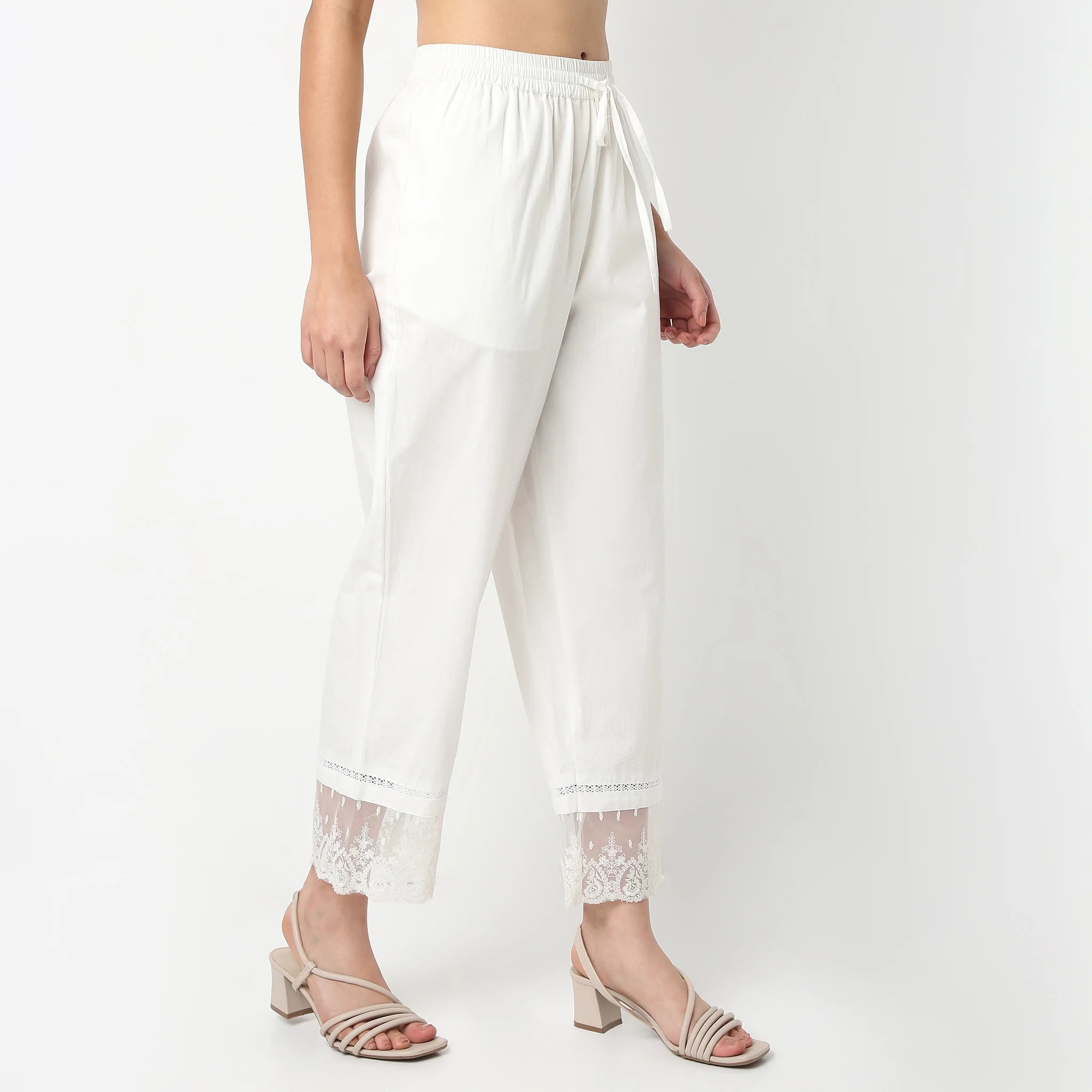 Ankle Length Straight Fit Solid Pants - Image 5