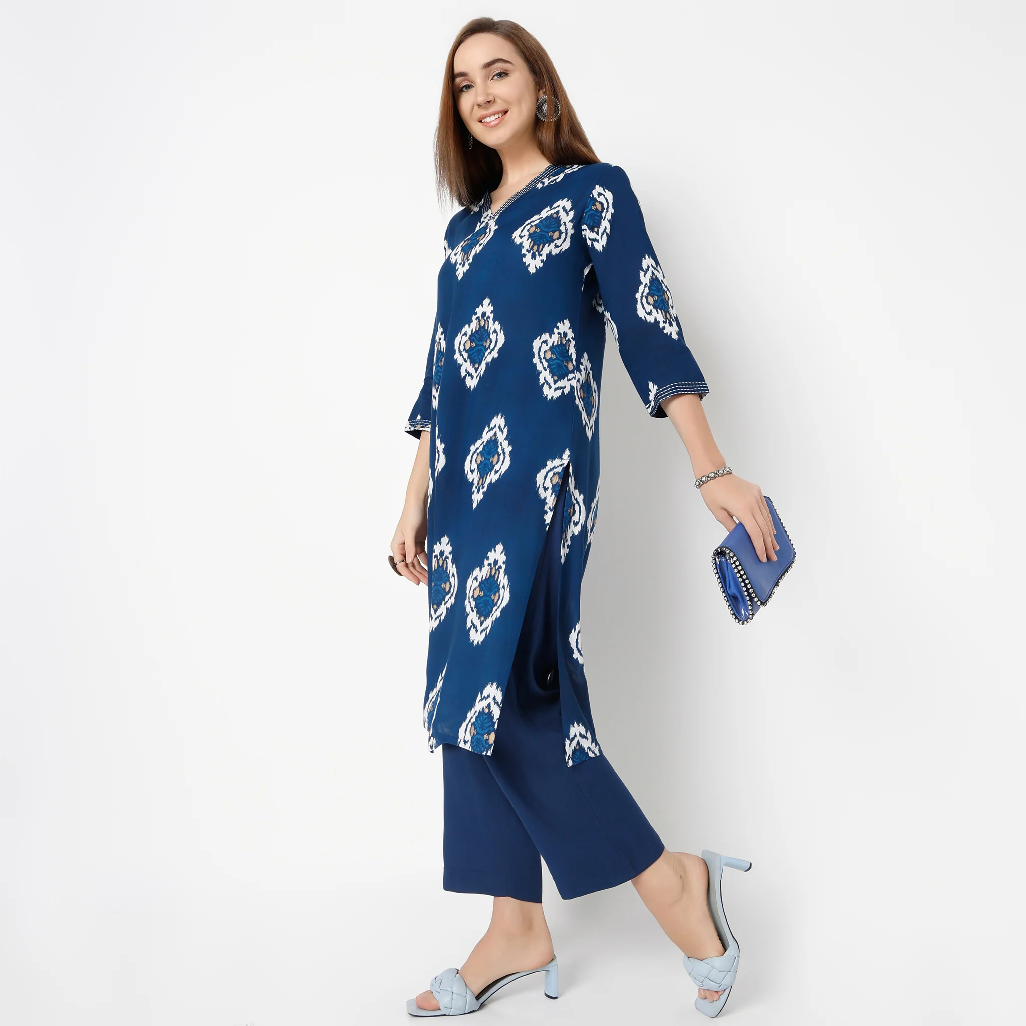 Ankle Length Straight Fit Solid Pants