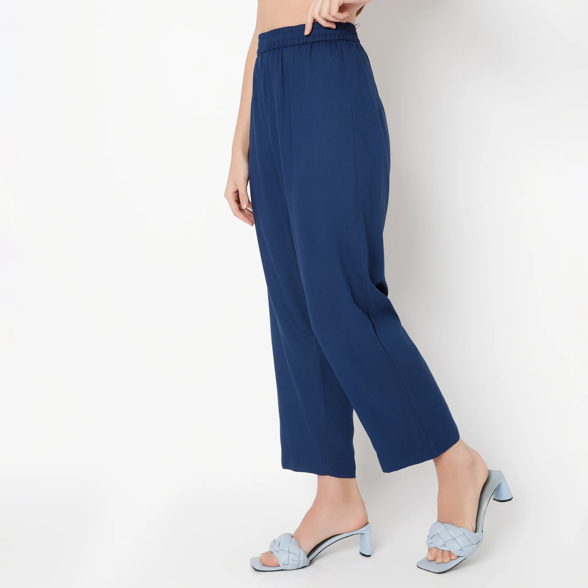 Ankle Length Straight Fit Solid Pants - Image 5