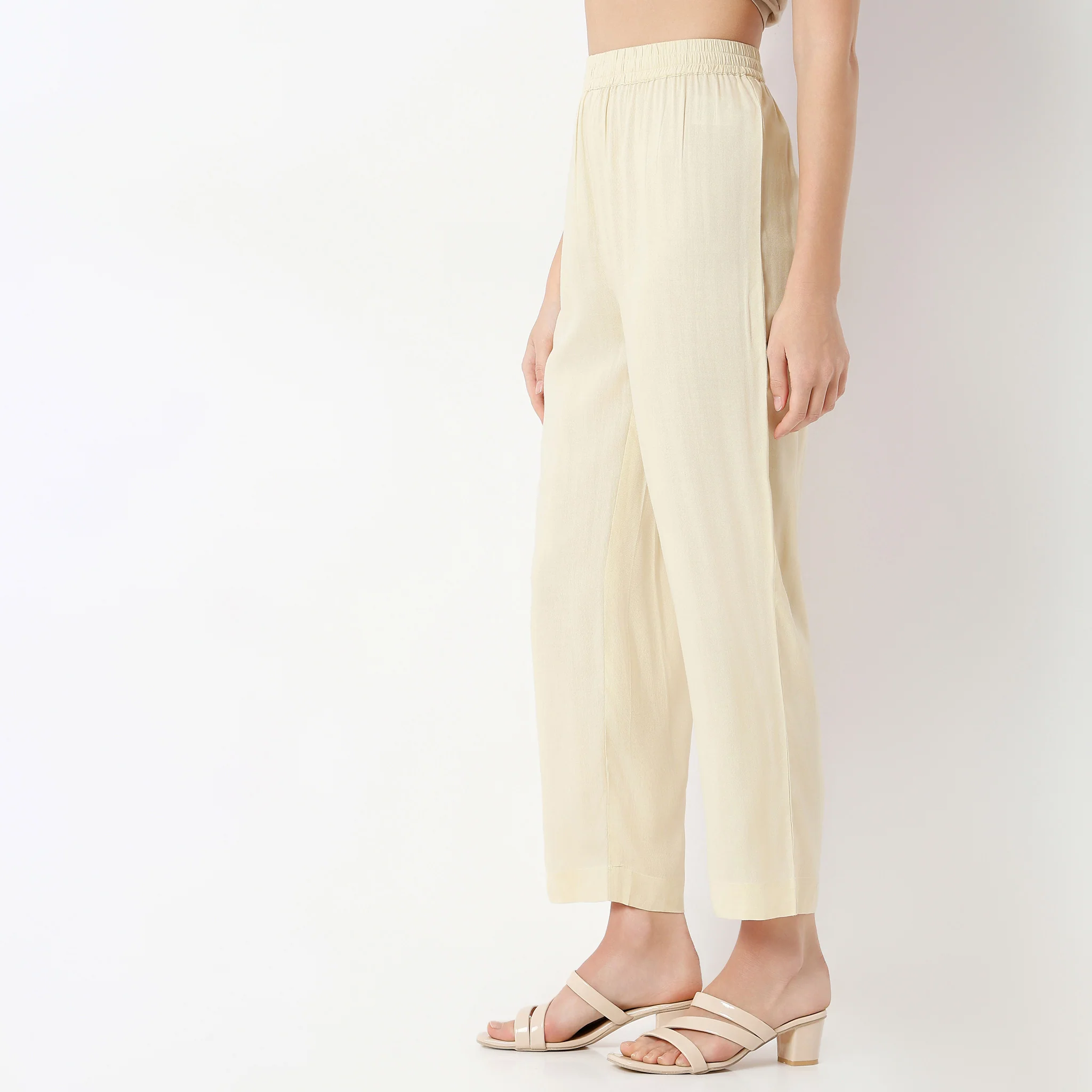 Ankle Length Straight Fit Solid Pants - Image 5