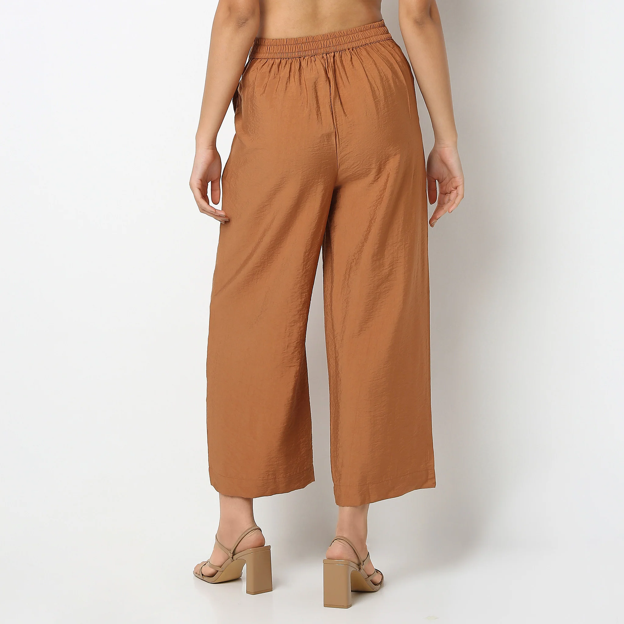 Ankle Length Straight Fit Solid Pants - Image 3