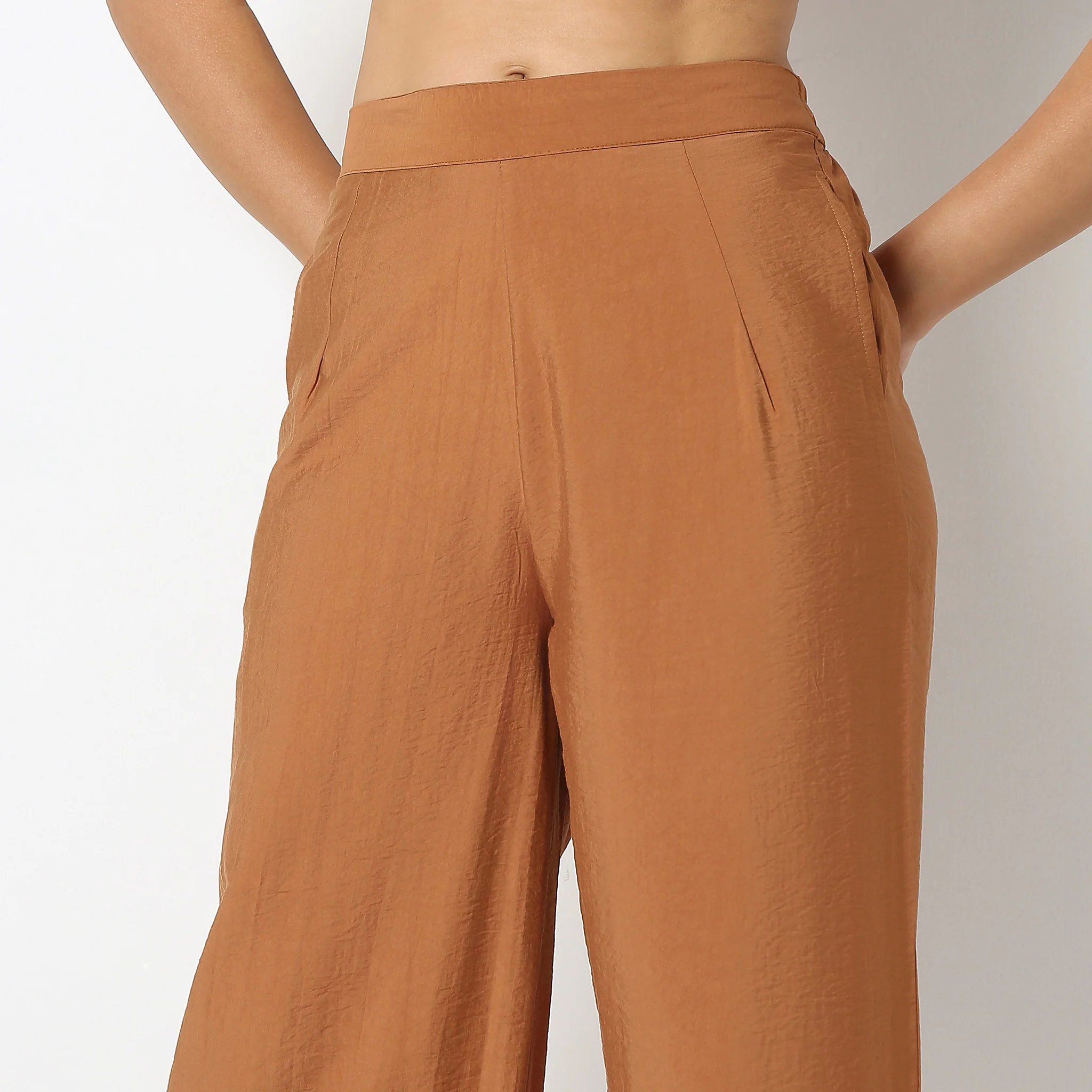 Ankle Length Straight Fit Solid Pants - Image 4