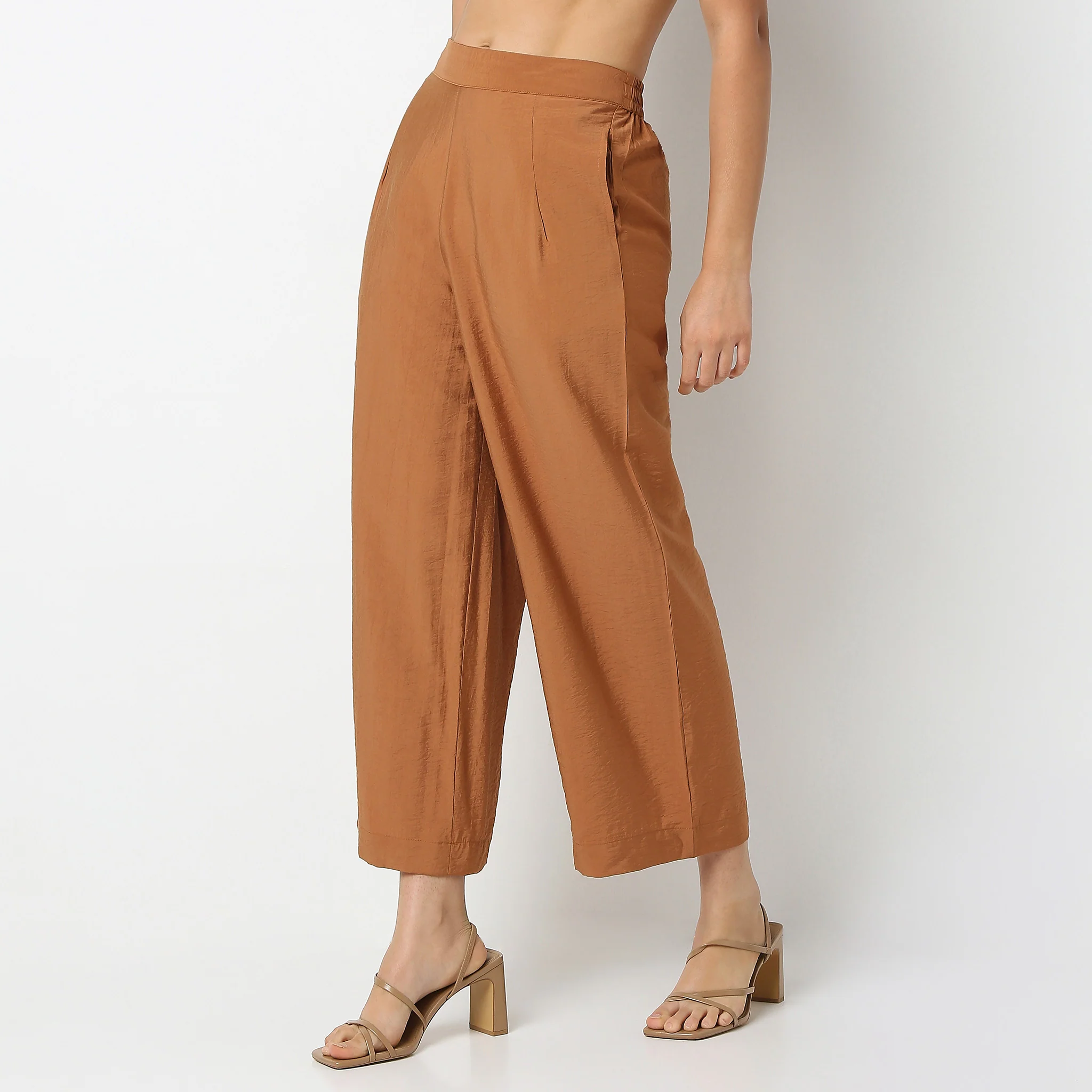 Ankle Length Straight Fit Solid Pants - Image 5