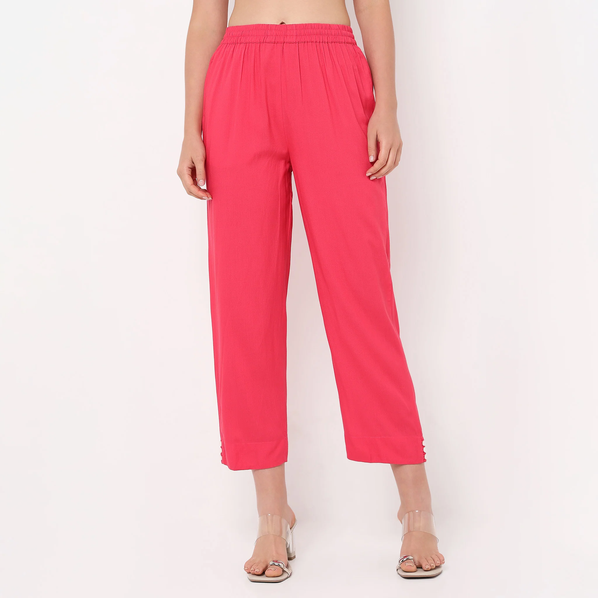 Straight Fit Solid Ethnic Pants - Image 2