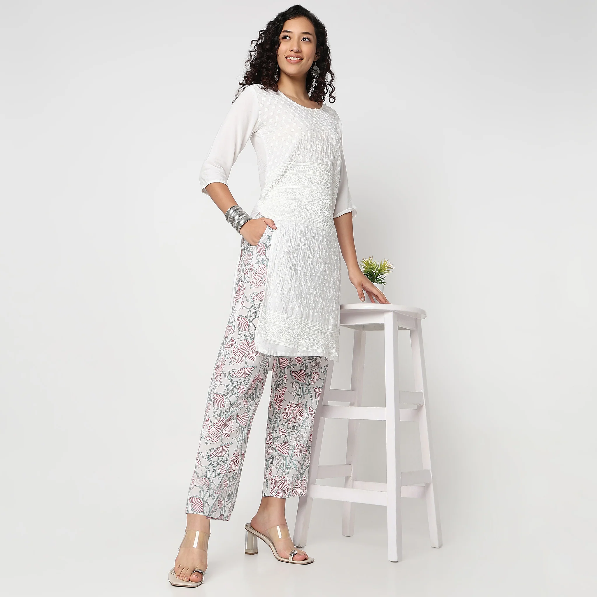 Straight Fit Solid Ethnic Pants