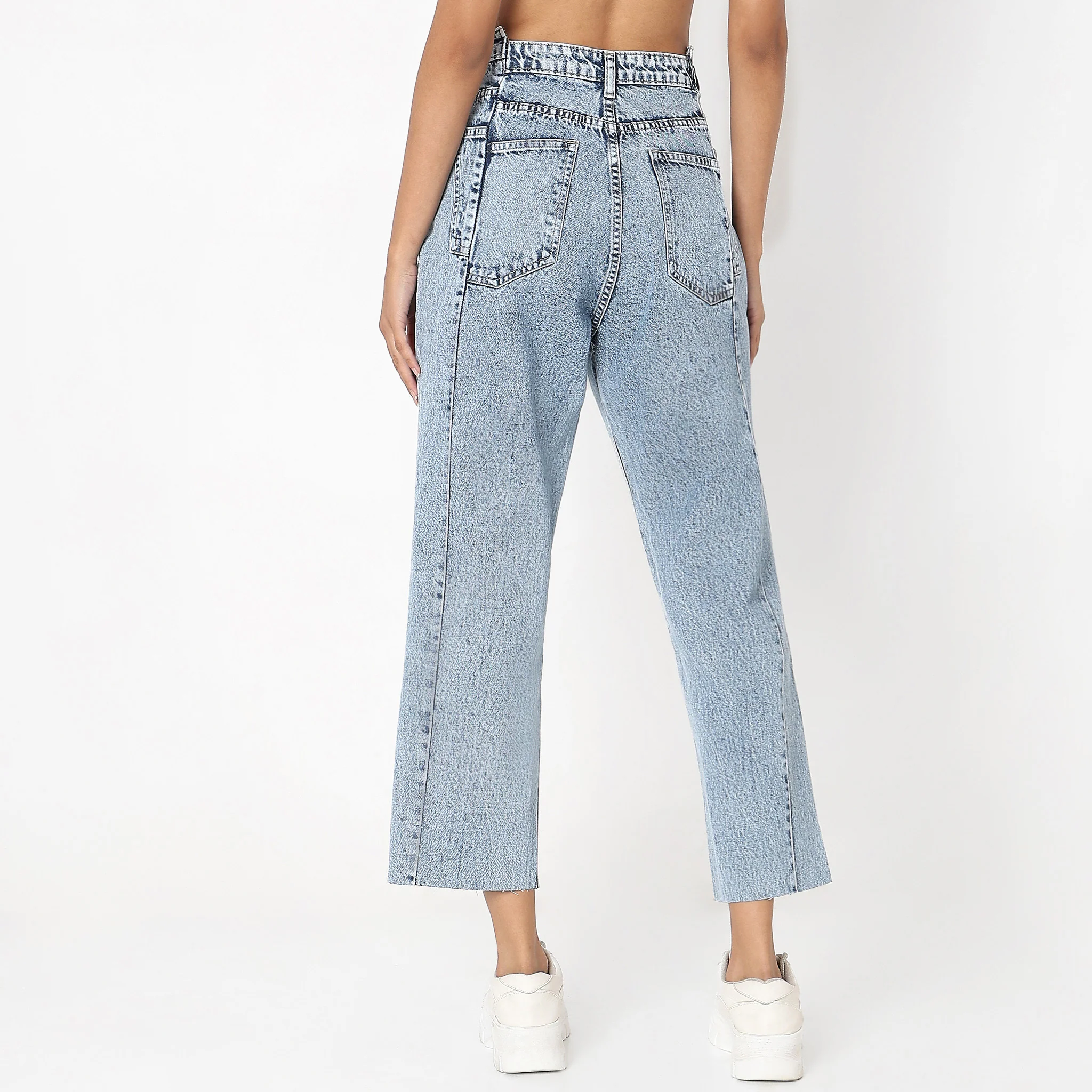Straight Fit Solid High Rise Jeans - Image 3