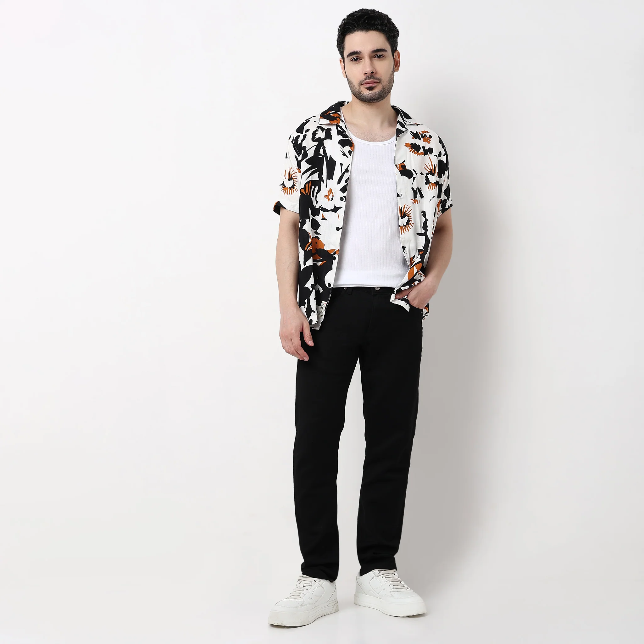 Straight Fit Solid Jeans
