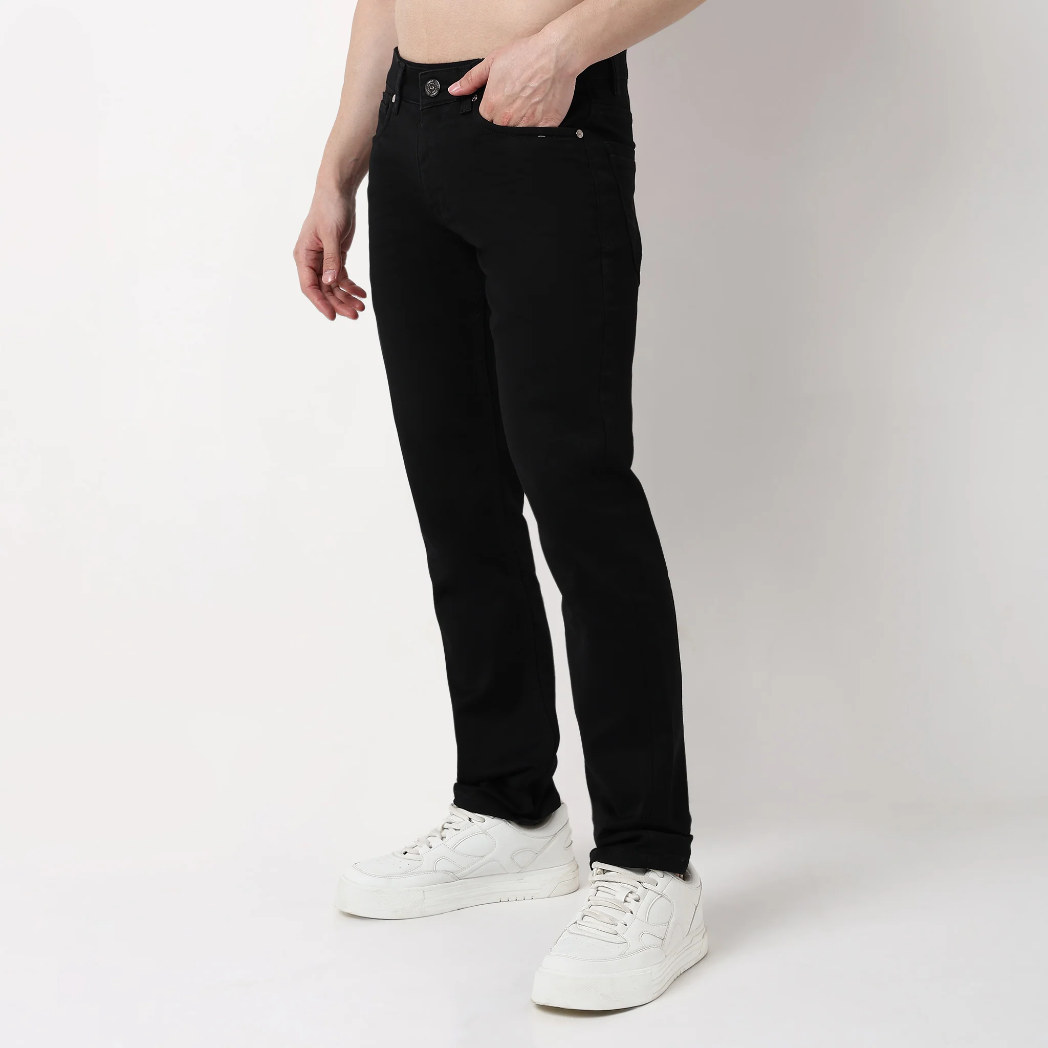 Straight Fit Solid Jeans - Image 4