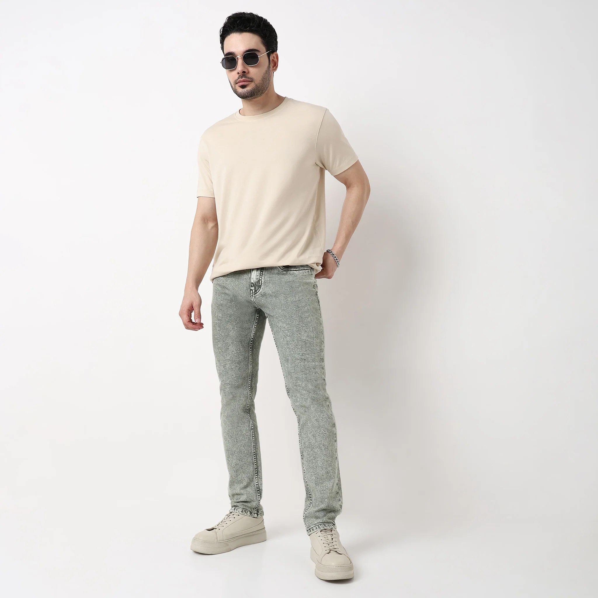 Straight Fit Solid Jeans