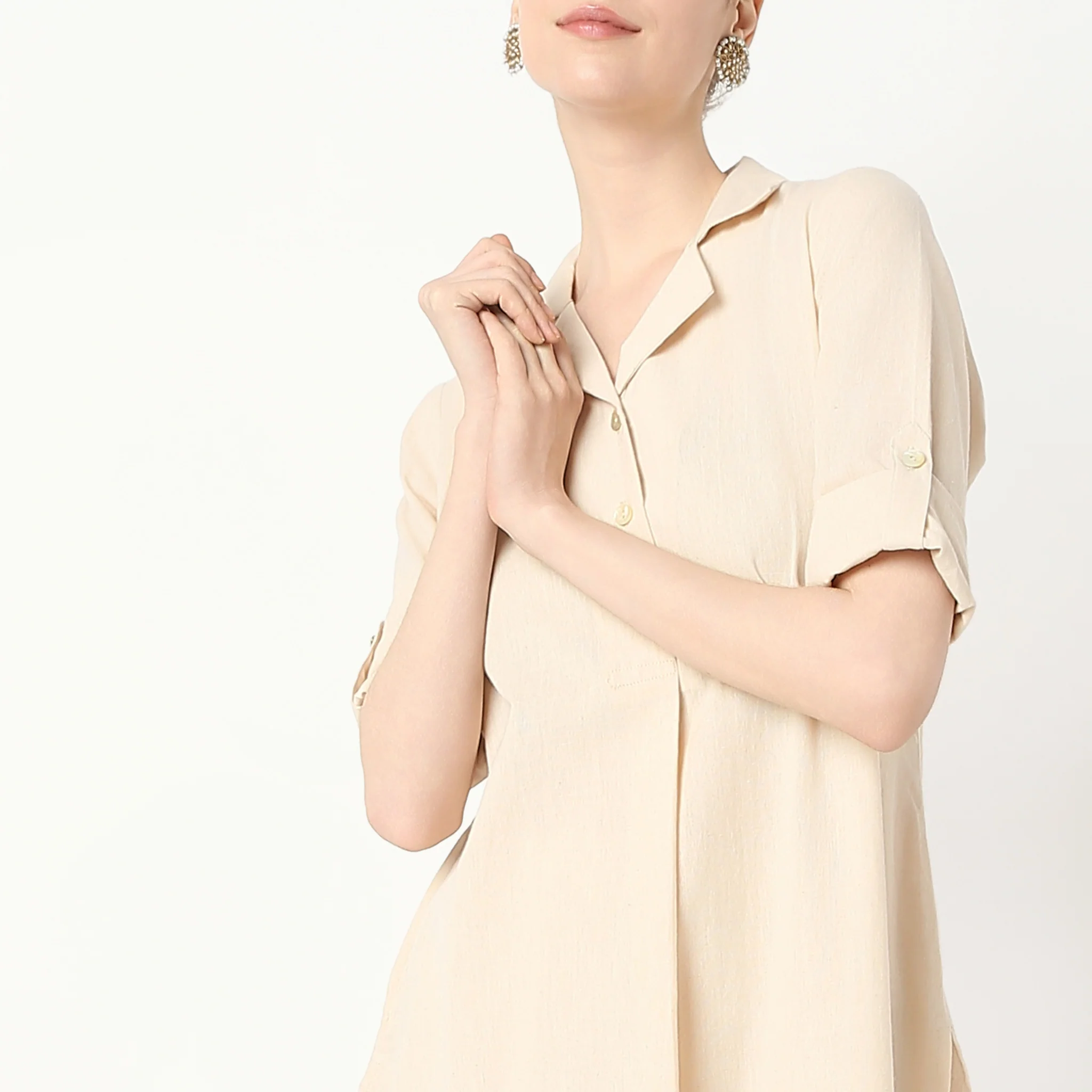 Straight Fit Camp Collar Kurta With Pant Set - Image 11