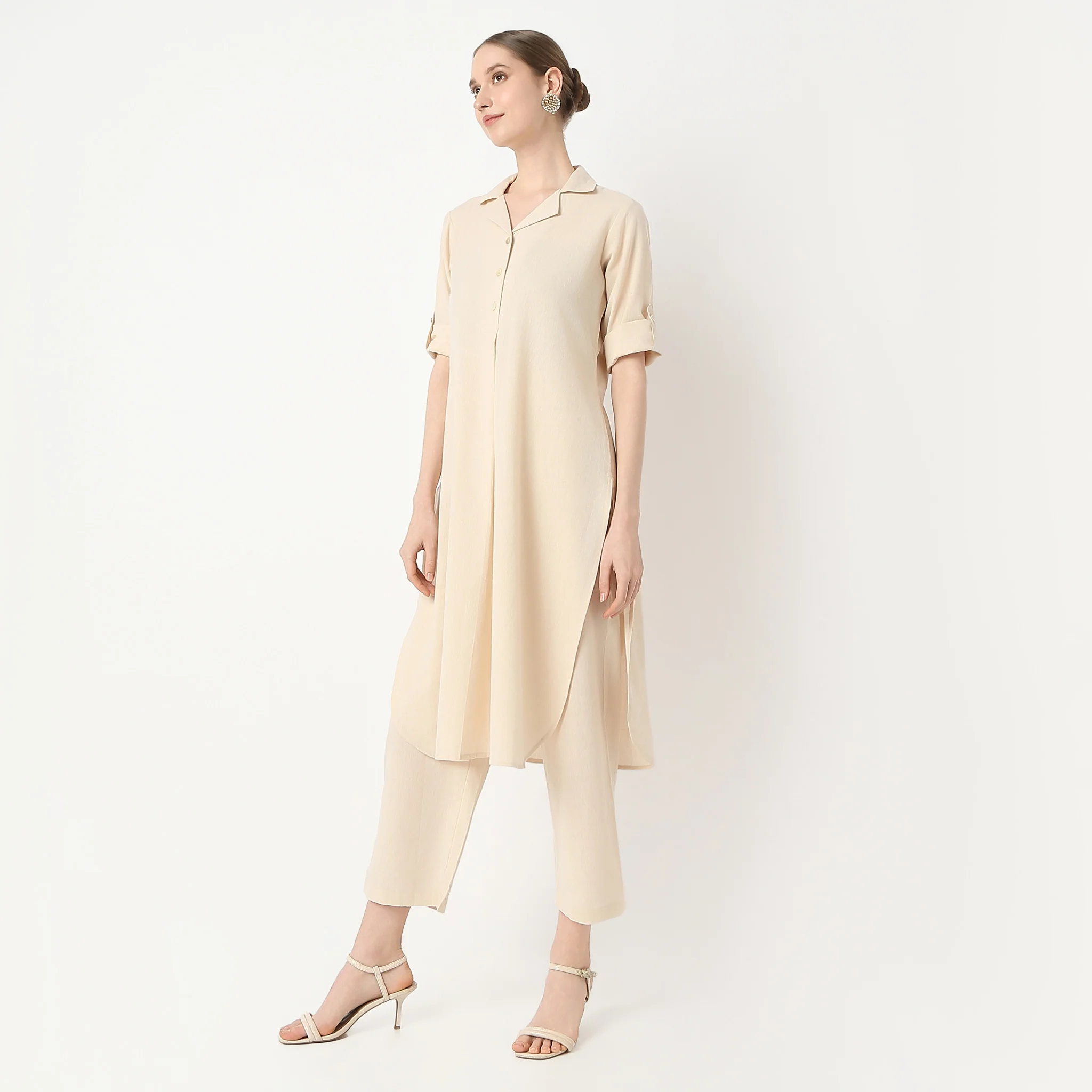 Straight Fit Camp Collar Kurta With Pant Set - Image 12