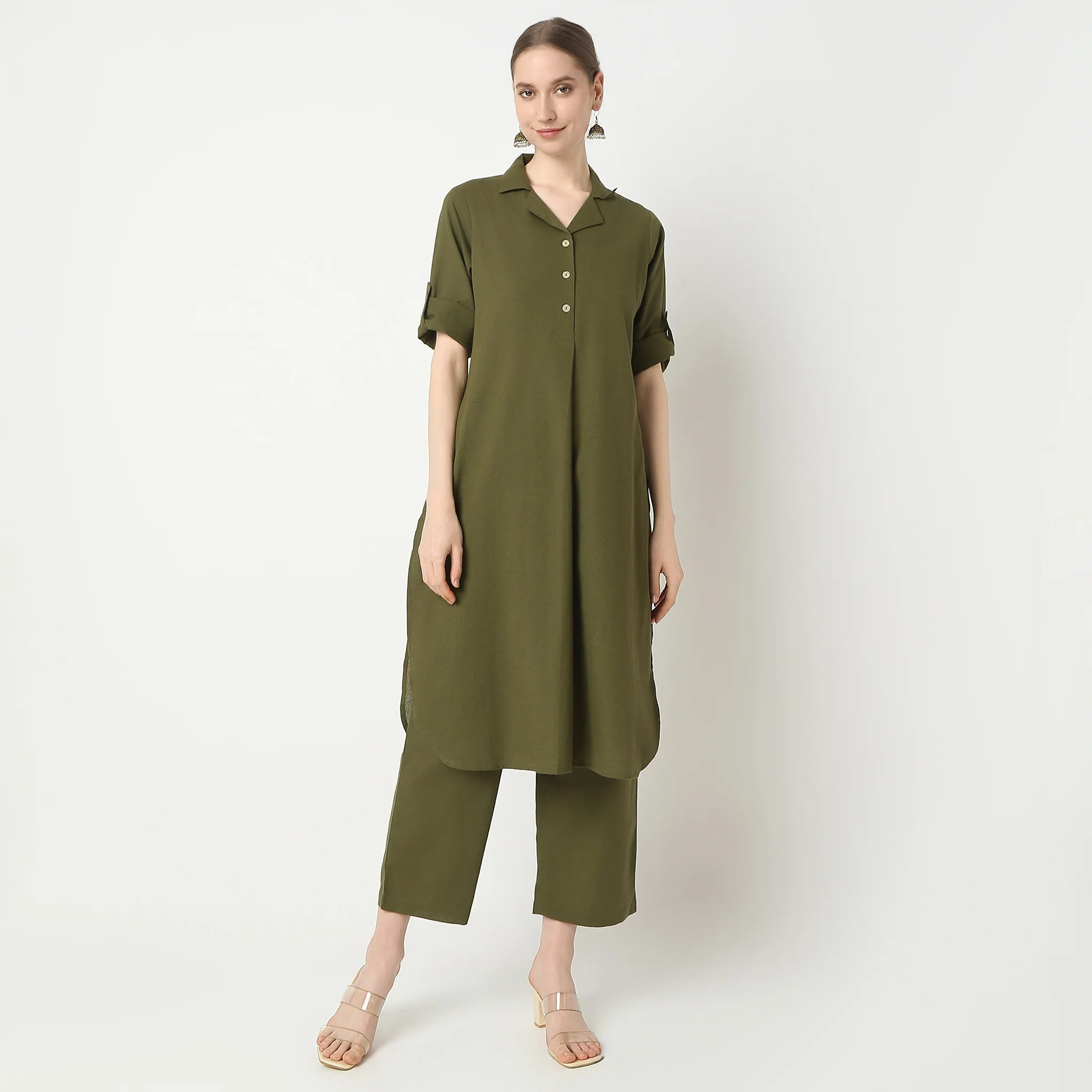 Straight Fit Camp Collar Kurta With Pant Set - Image 16