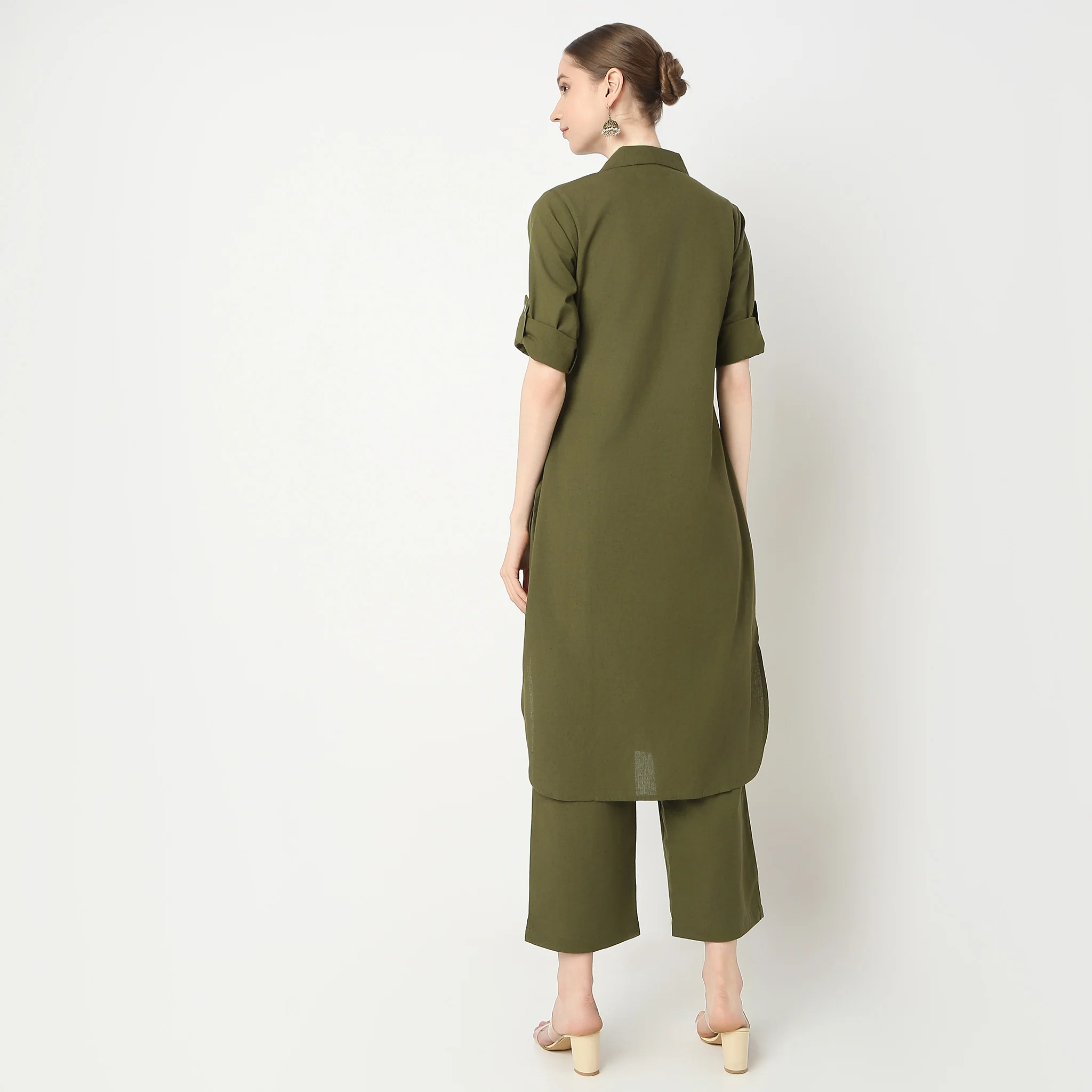 Straight Fit Camp Collar Kurta With Pant Set - Image 17