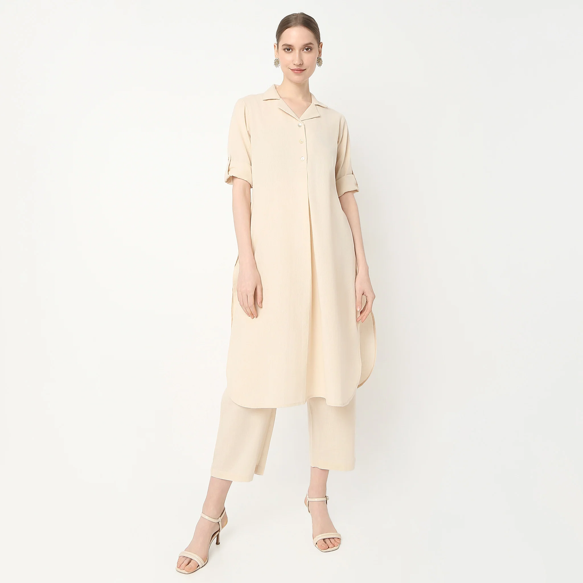 Straight Fit Camp Collar Kurta With Pant Set - Image 9
