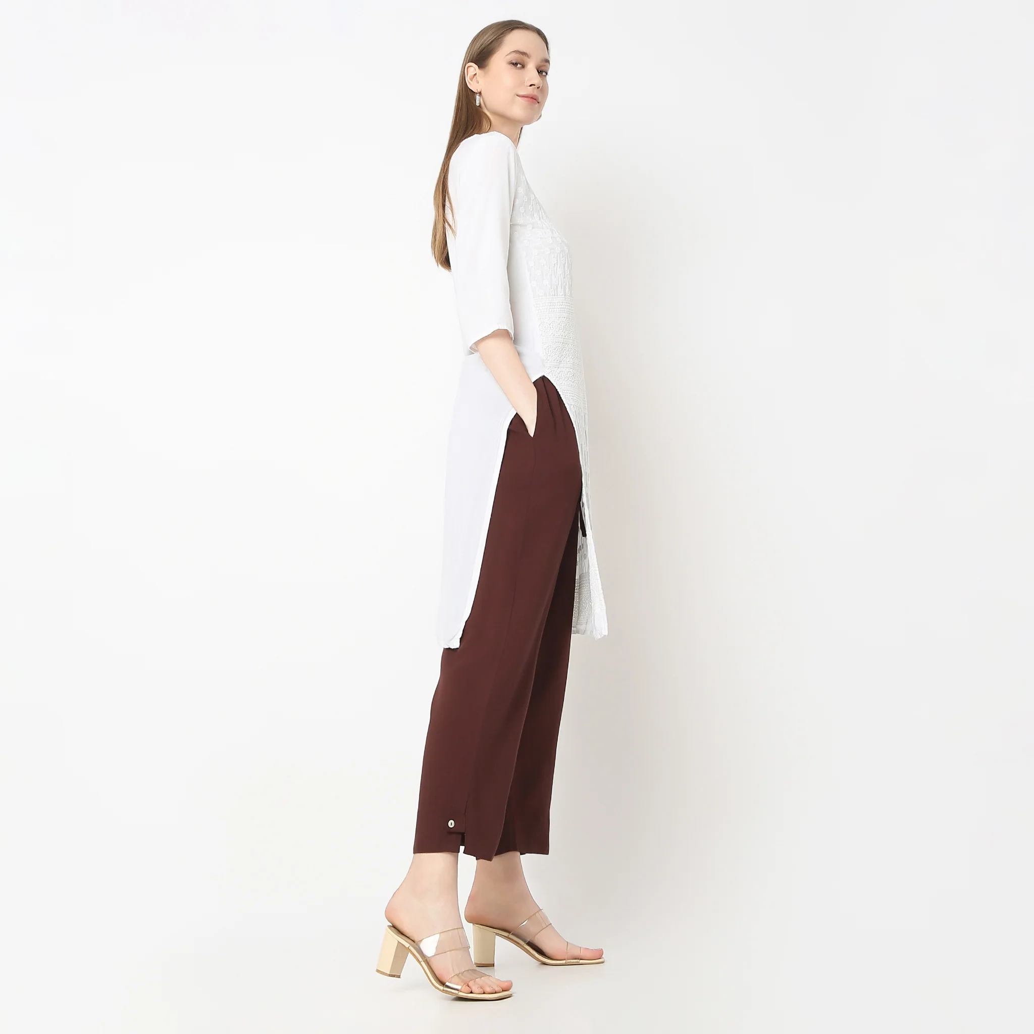 Straight Fit Ankle Length Pants