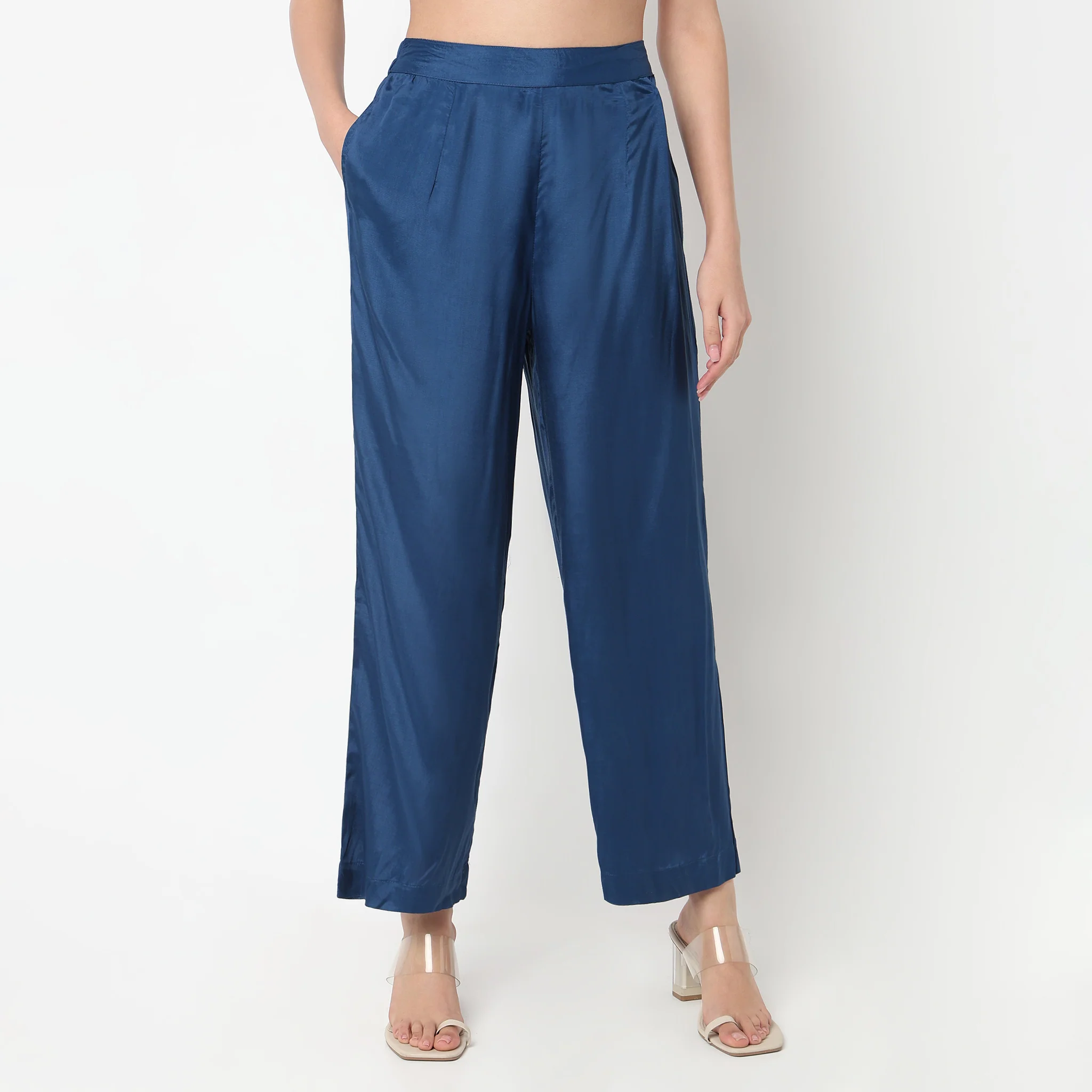 Straight Fit Solid Pants - Image 2