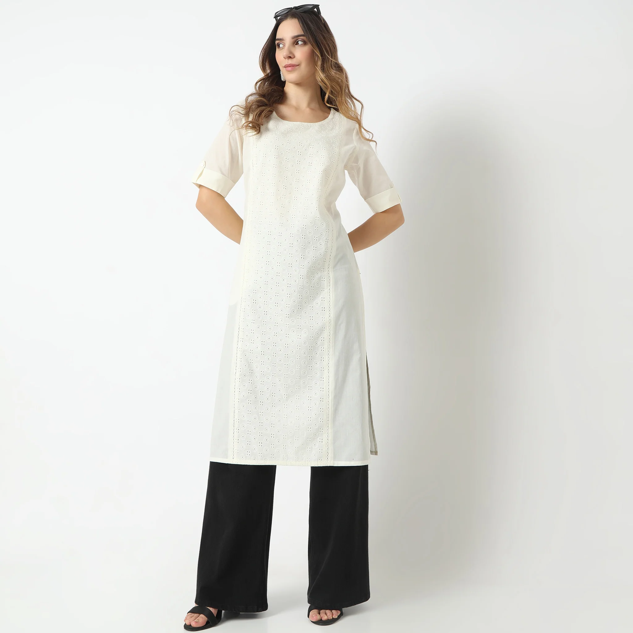 Straight Fit Short Sleeve Straight Below Knee Kurta