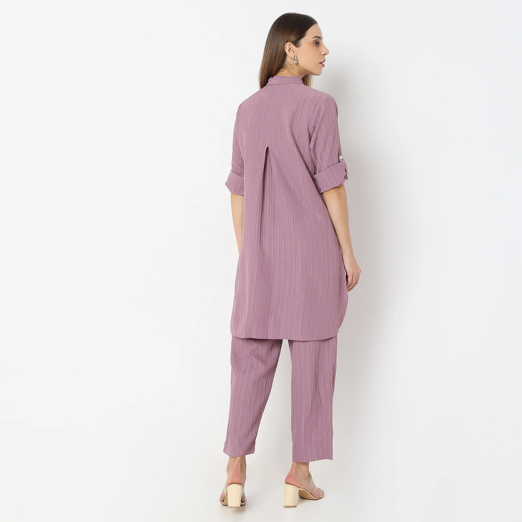 Straight Fit Tie-Up Coordinated Code Kurta With Pant Set - Image 3