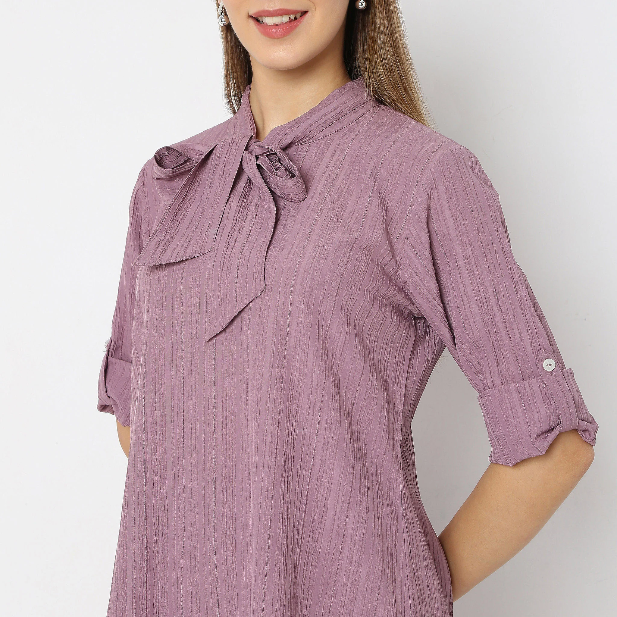 Straight Fit Tie-Up Coordinated Code Kurta With Pant Set - Image 4