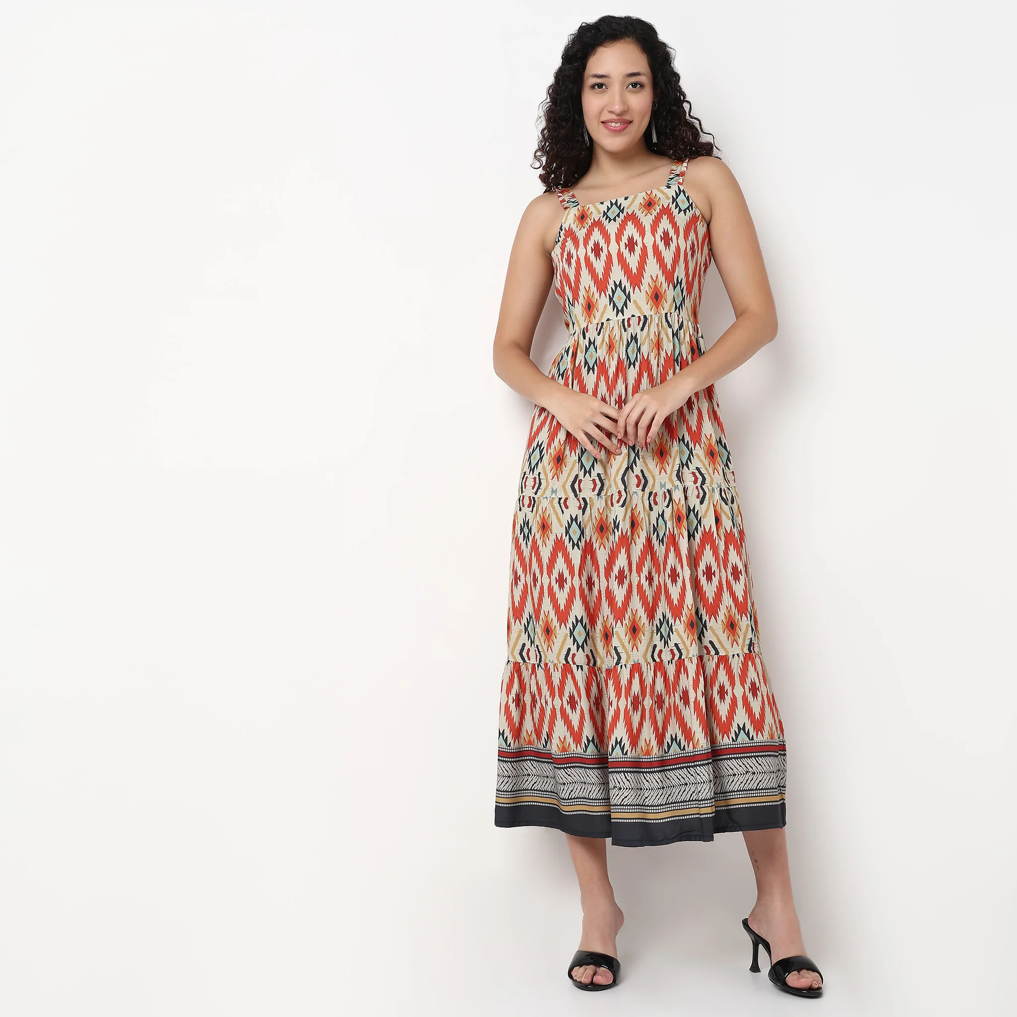Strappy Tiered Printed Dress - Image 2